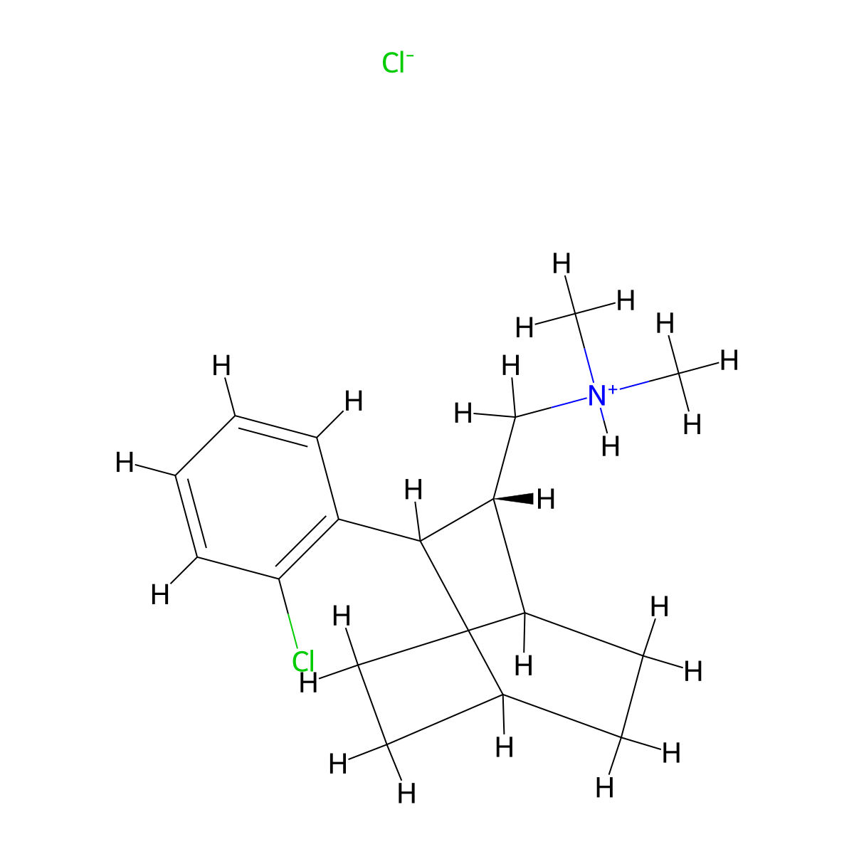 Bicyclo(2.2.2)octane-2-methylamine, 3-(o-chlorophenyl)-N,N-dimethyl-, hydrochloride, (E)- molecular structure, CAS 69725-24-2