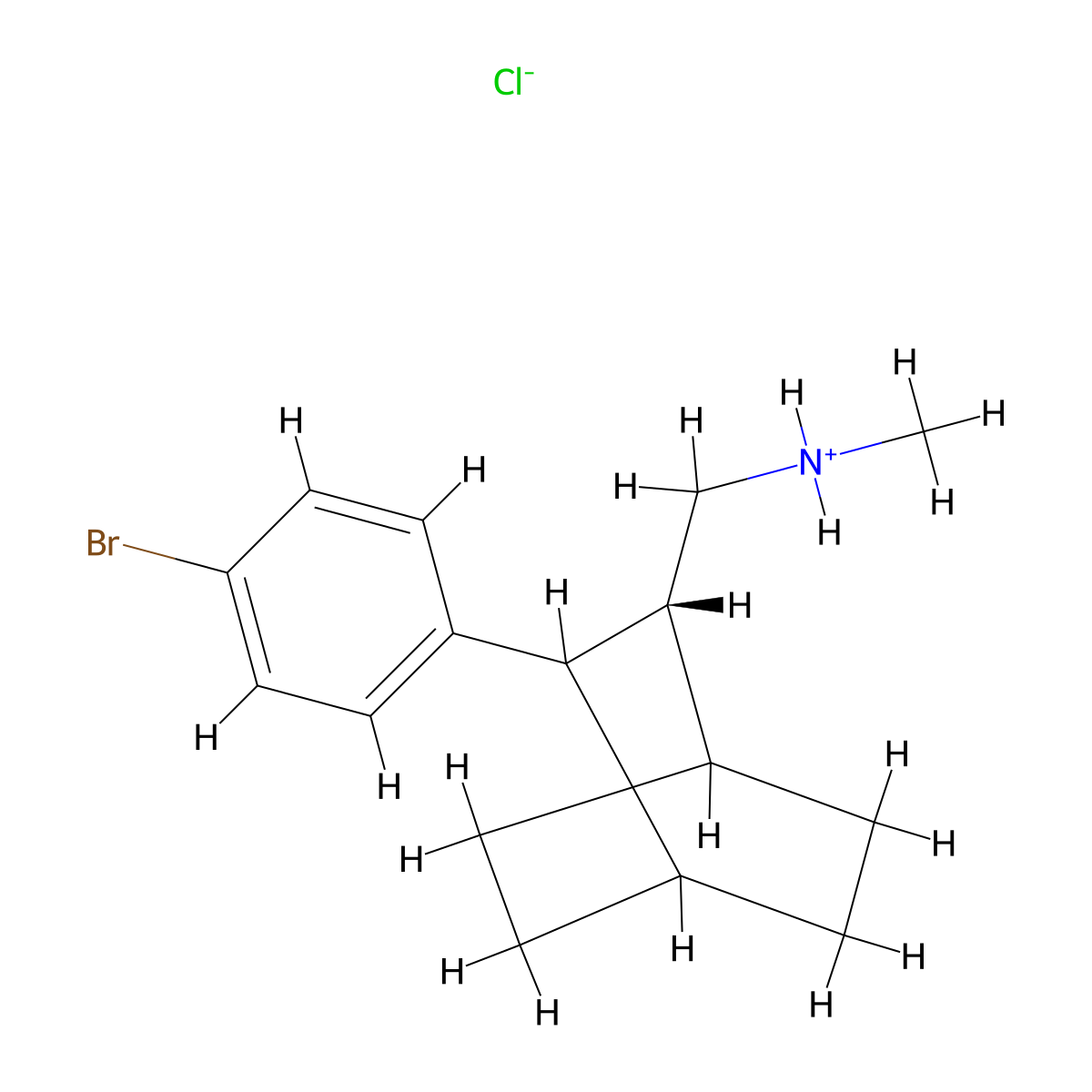 Bicyclo(2.2.2)octane-2-methylamine, 3-(p-bromophenyl)-N-methyl-, hydrochloride, (E)- molecular structure, CAS 69725-26-4