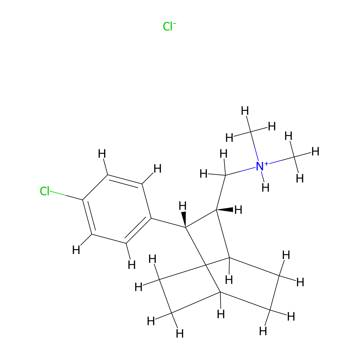 Bicyclo(2.2.2)octane-2-methylamine, 3-(p-chlorophenyl)-N,N-dimethyl-, hydrochloride, (Z)- molecular structure, CAS 69725-27-5