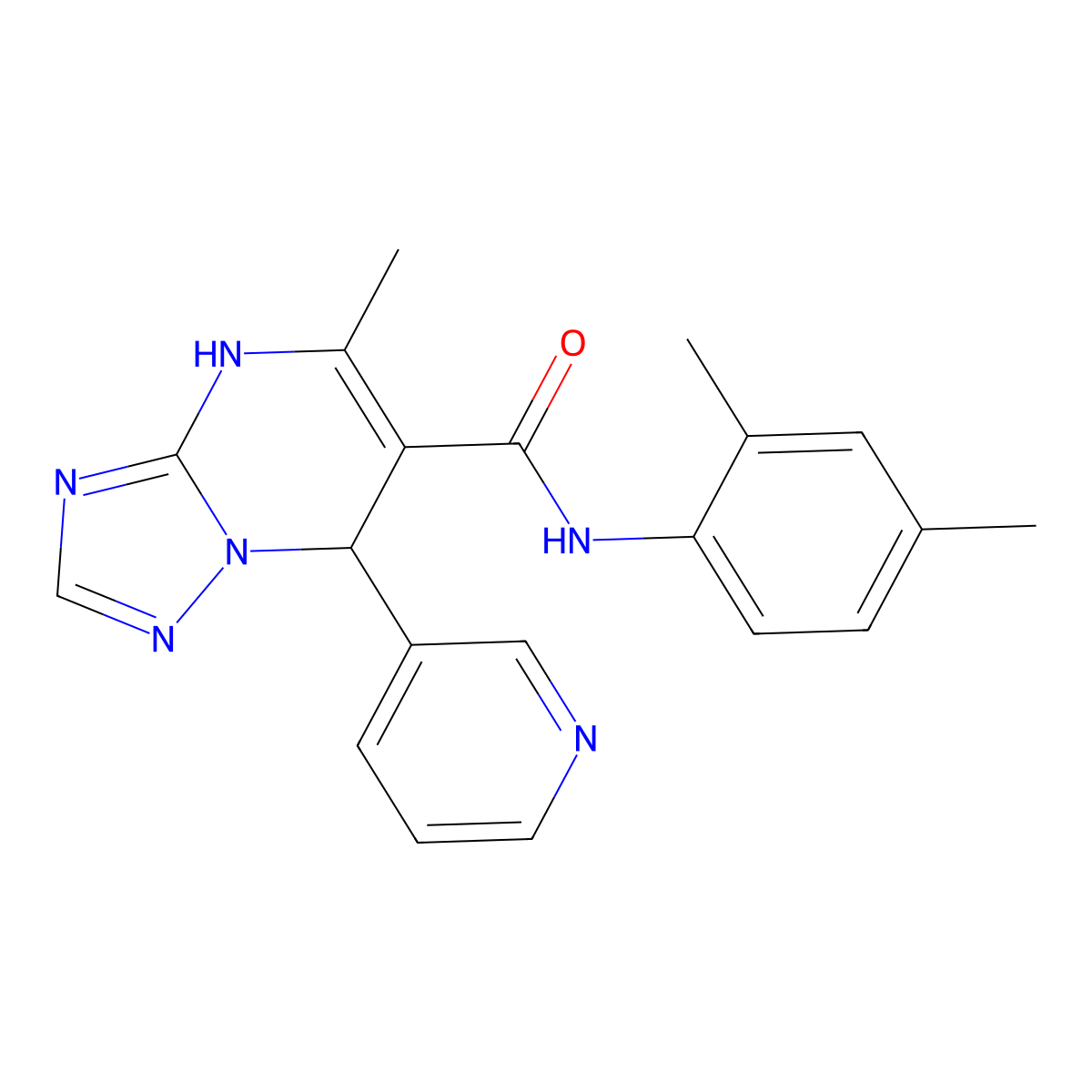 N-(2,4-dimethylphenyl)-5-methyl-7-(pyridin-3-yl)-4,7-dihydro[1,2,4]triazolo[1,5-a]pyrimidine-6-carboxamide molecular structure, CAS 697255-39-3