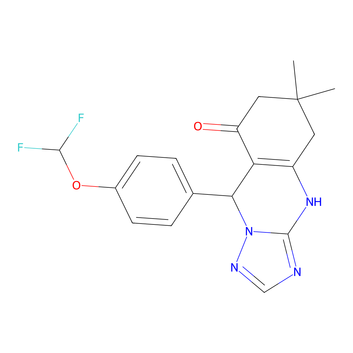 9-(4-(difluoromethoxy)phenyl)-6,6-dimethyl-5,6,7,9-tetrahydro-[1,2,4]triazolo[5,1-b]quinazolin-8(4H)-one molecular structure, CAS 697255-71-3