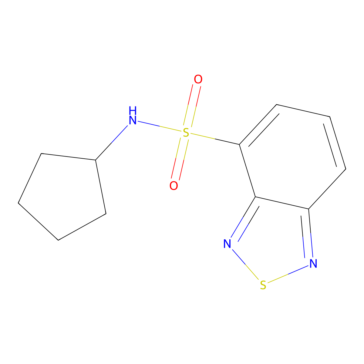 N-cyclopentyl-2,1,3-benzothiadiazole-4-sulfonamide molecular structure, CAS 697256-31-8
