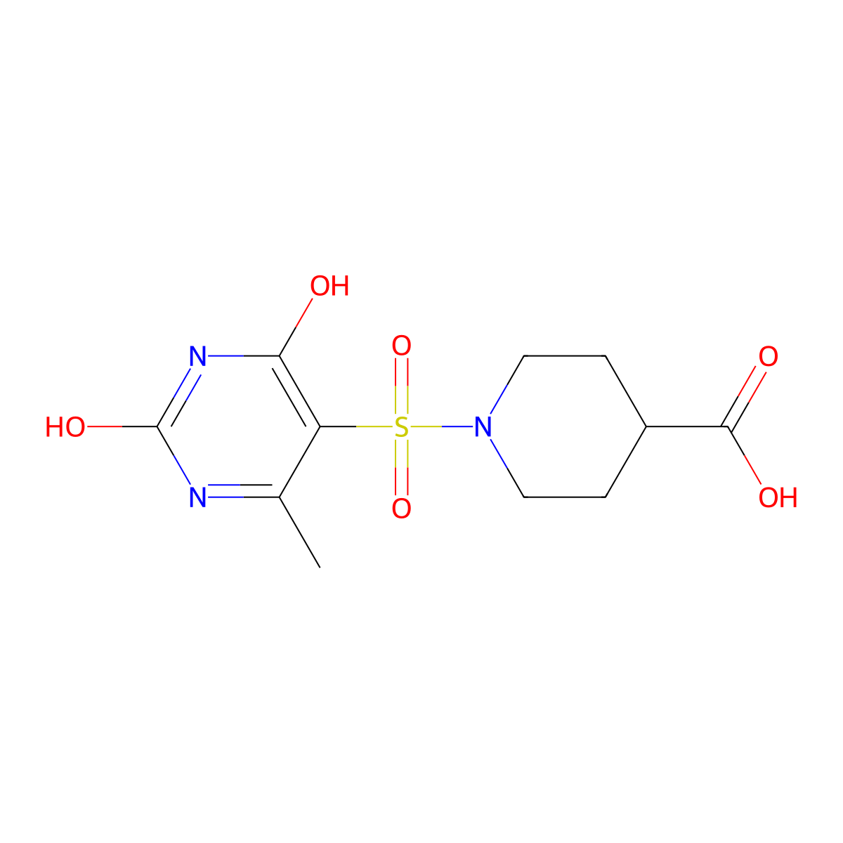 1-[(6-Methyl-2,4-dioxo-1,2,3,4-tetrahydropyrimidin-5-yl)sulfonyl]piperidine-4-carboxylic acid molecular structure, CAS 697257-17-3
