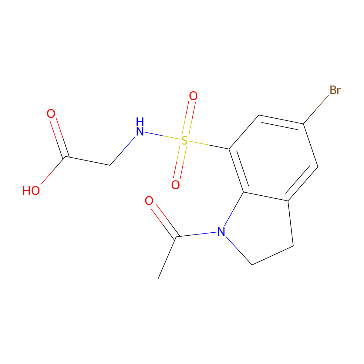 N-[(1-acetyl-5-bromo-2,3-dihydro-1H-indol-7-yl)sulfonyl]glycine molecular structure, CAS 697258-43-8