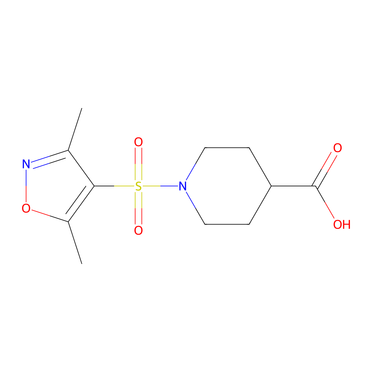 1-[(3,5-Dimethyl-4-isoxazolyl)sulfonyl]-4-piperidinecarboxylic acid molecular structure, CAS 697258-72-3
