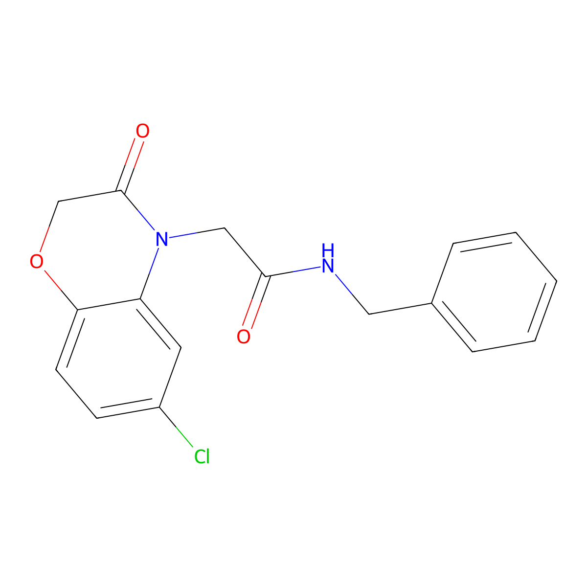 N-benzyl-2-(6-chloro-3-oxo-1,4-benzoxazin-4-yl)acetamide molecular structure, CAS 697263-55-1