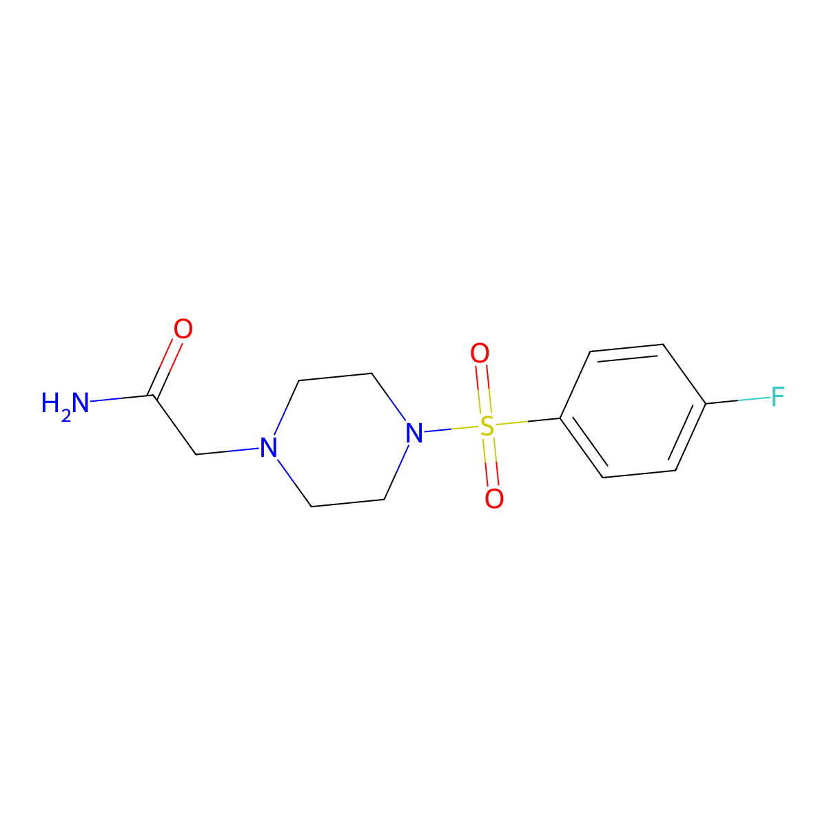 2-[4-(4-Fluorophenyl)sulfonylpiperazin-1-yl]acetamide molecular structure, CAS 697282-27-2