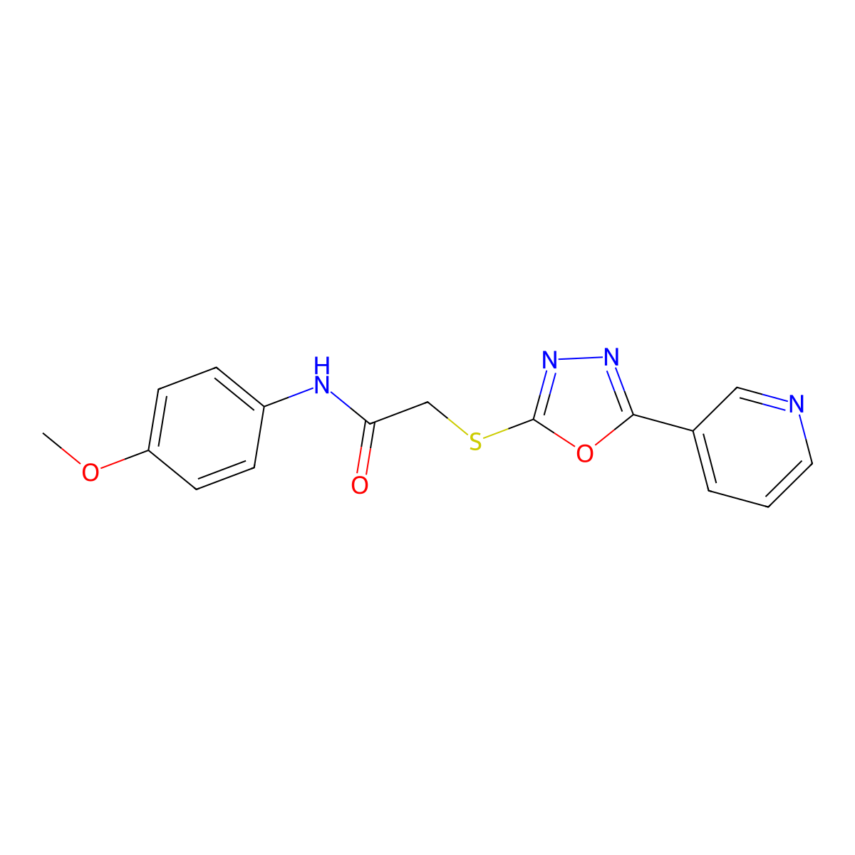 N-(4-methoxyphenyl)-2-{[5-(pyridin-3-yl)-1,3,4-oxadiazol-2-yl]sulfanyl}acetamide molecular structure, CAS 697294-72-7