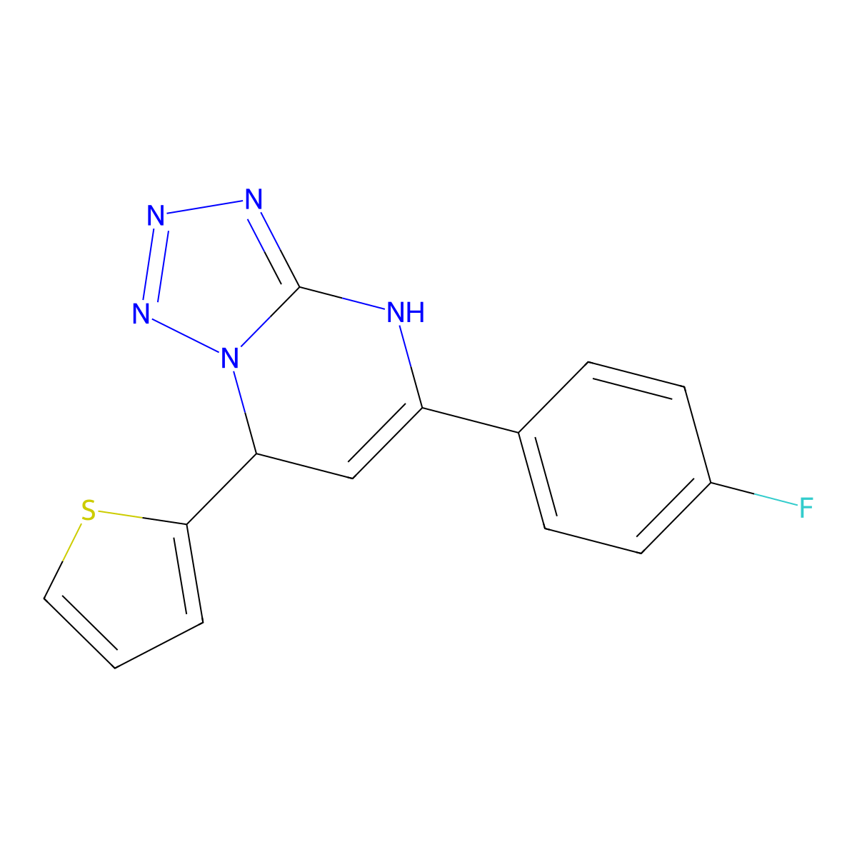 5-(4-Fluorophenyl)-7-(thiophen-2-yl)-4,7-dihydrotetrazolo[1,5-a]pyrimidine molecular structure, CAS 697295-60-6