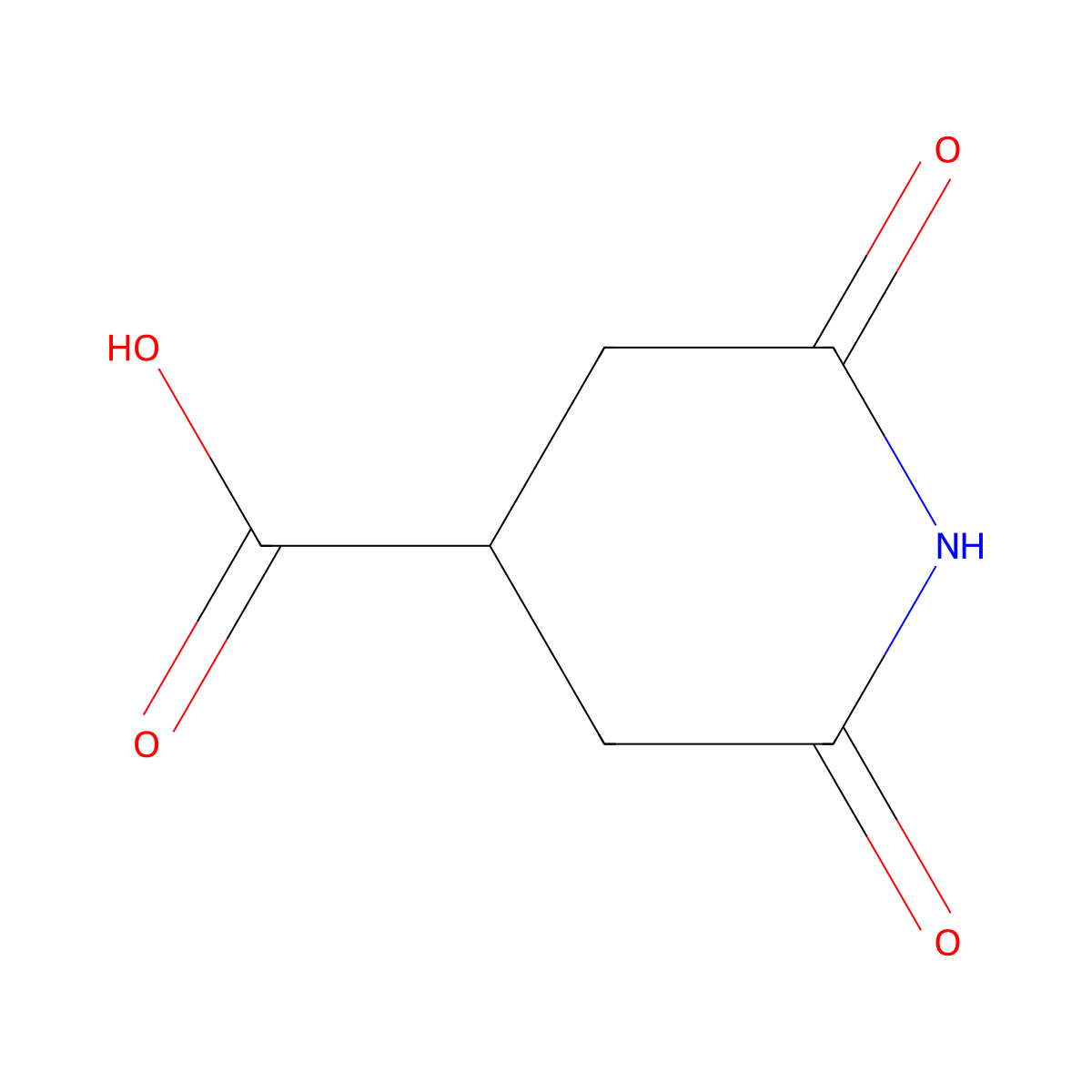 2,6-Dioxo-4-piperidinecarboxylic acid molecular structure, CAS 6973-55-3