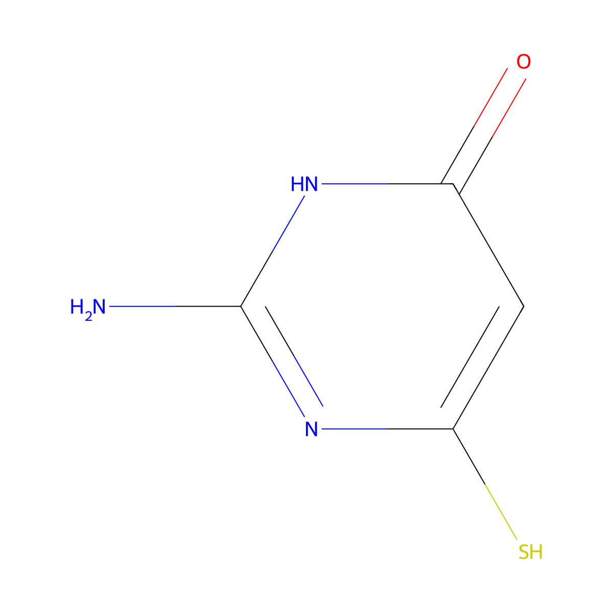 2-Amino-6-sulfanylpyrimidin-4(3H)-one molecular structure, CAS 6973-81-5