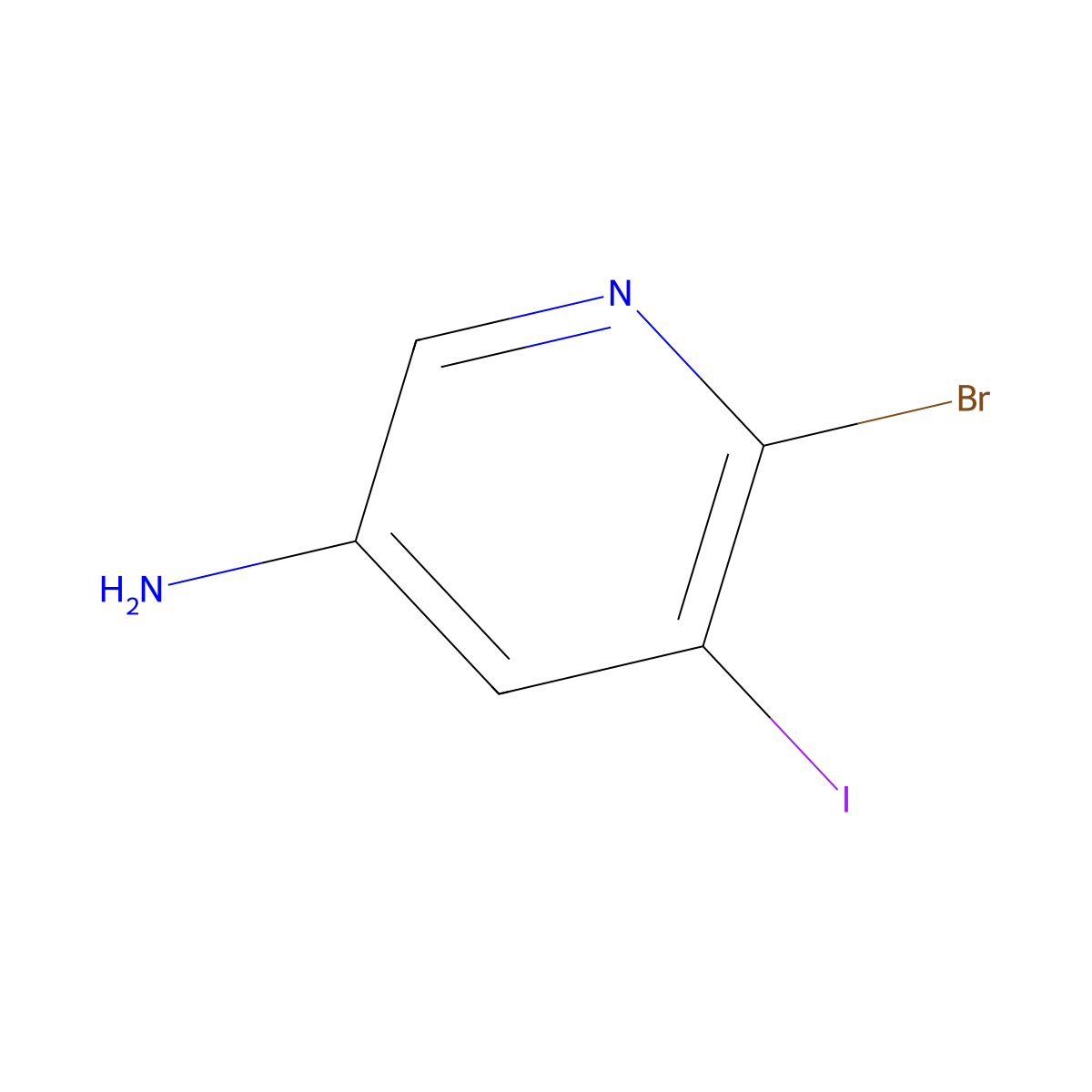 6-Bromo-5-iodopyridin-3-amine molecular structure, CAS 697300-68-8