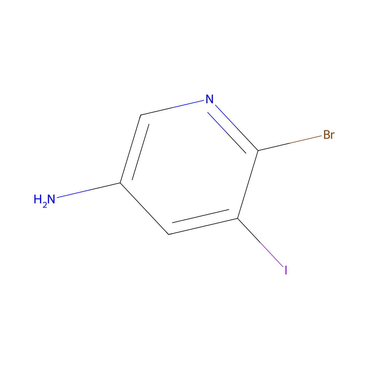 6-Bromo-5-iodopyridin-3-amine molecular structure, CAS 697300-68-8