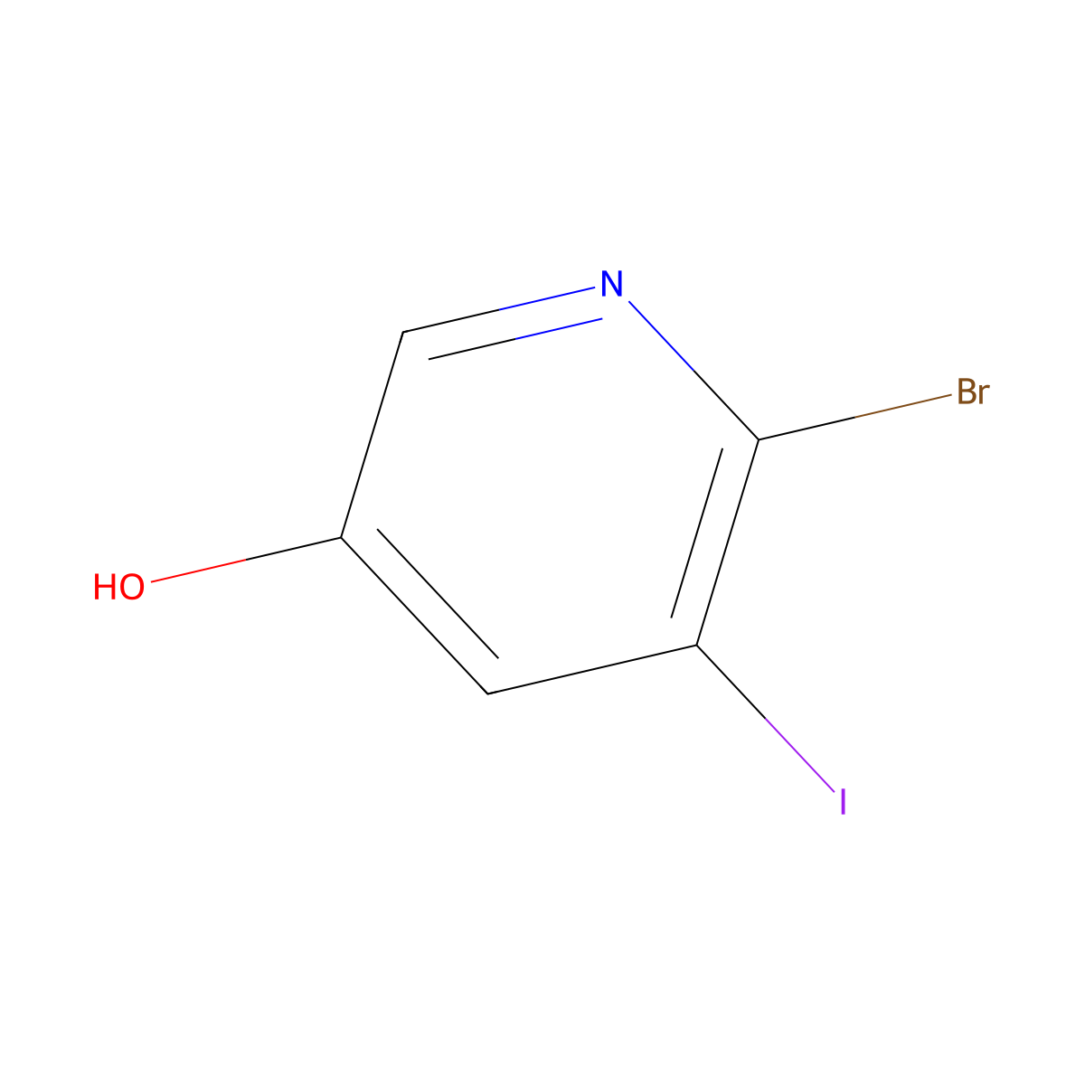 6-Bromo-5-iodopyridin-3-OL molecular structure, CAS 697300-70-2