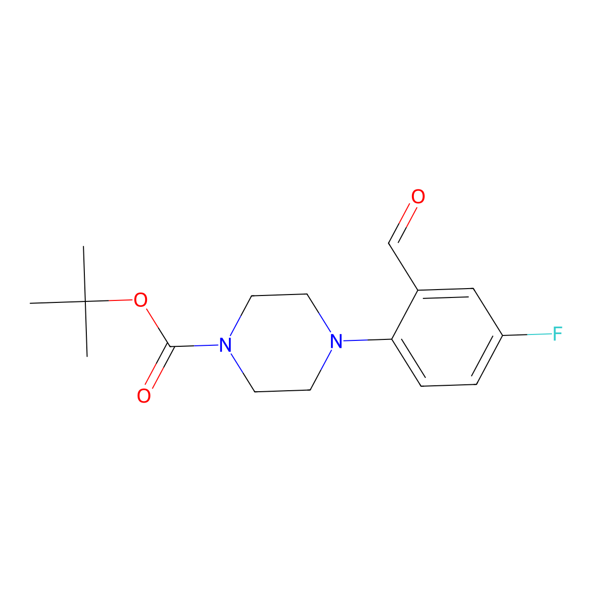 Tert-butyl 4-(4-fluoro-2-formylphenyl)piperazine-1-carboxylate molecular structure, CAS 697305-53-6
