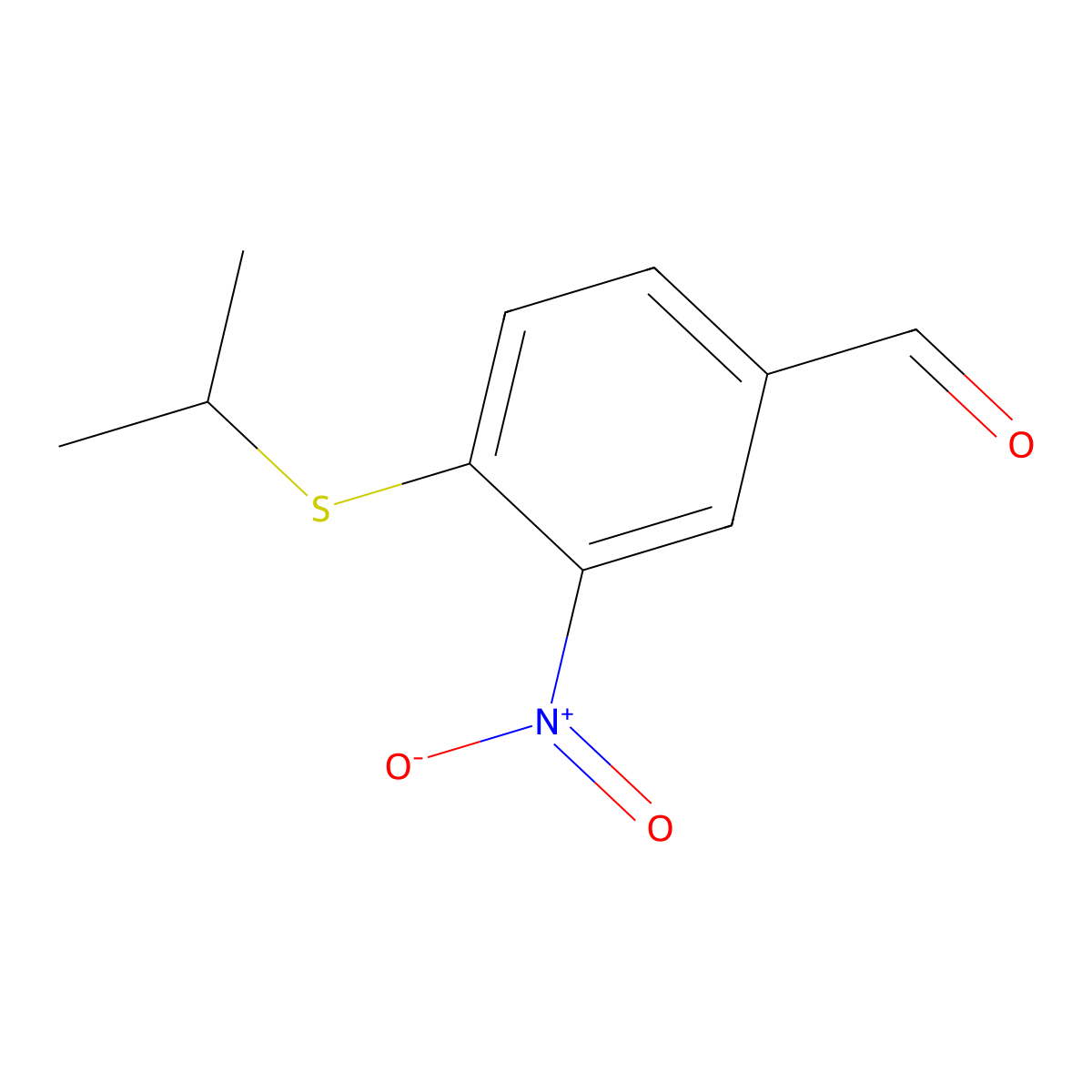 4-(Isopropylsulfanyl)-3-nitrobenzenecarbaldehyde molecular structure, CAS 697307-02-1