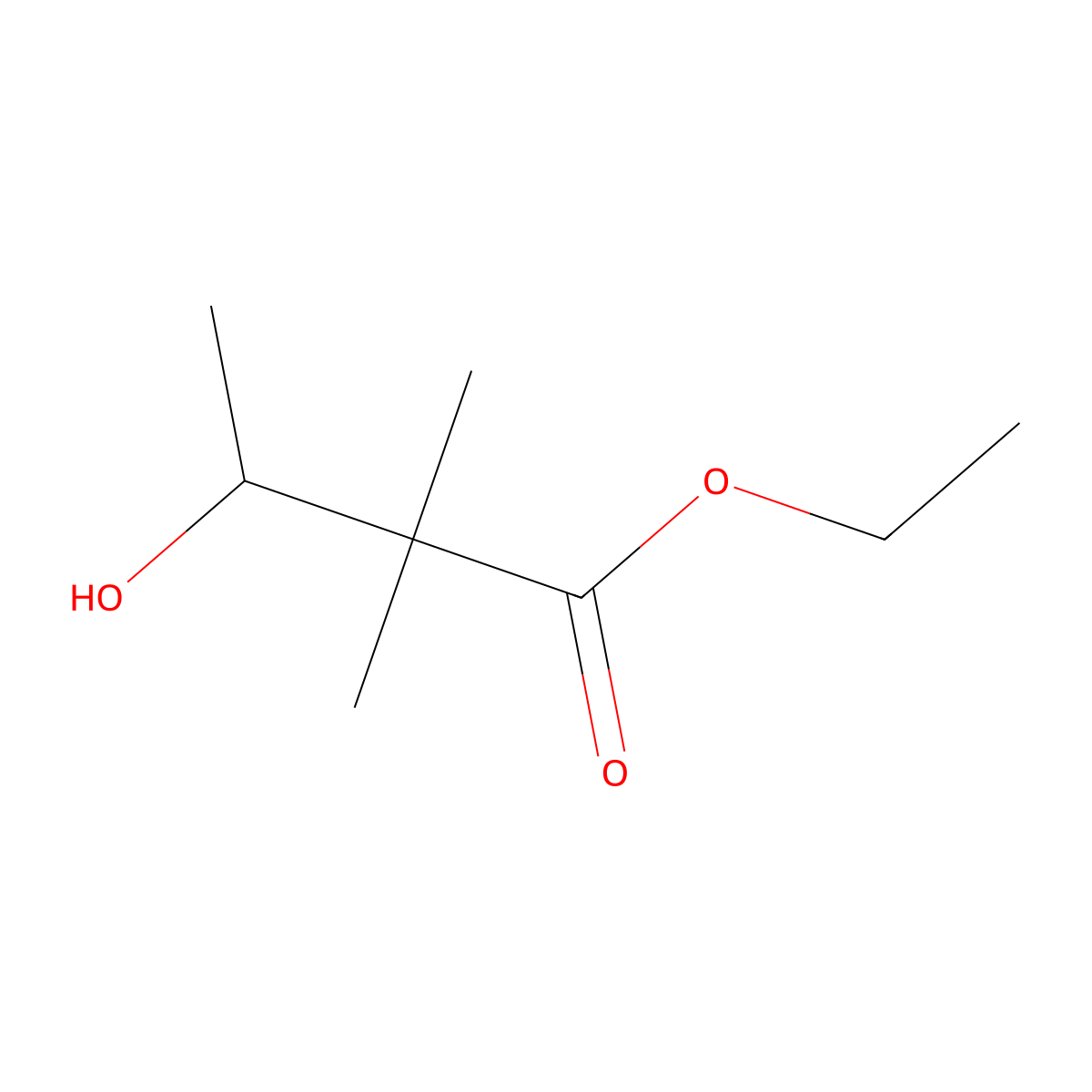 Ethyl 3-hydroxy-2,2-dimethylbutanoate molecular structure, CAS 69737-23-1