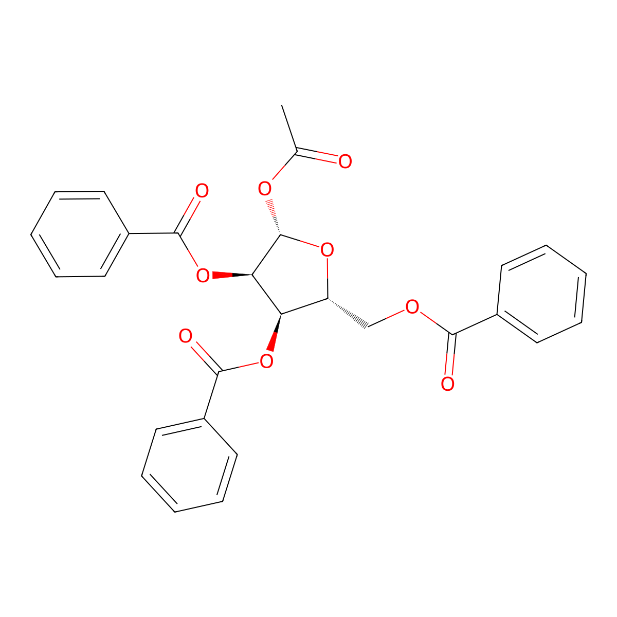 beta-D-Ribofuranose, 1-acetate 2,3,5-tribenzoate molecular structure, CAS 6974-32-9