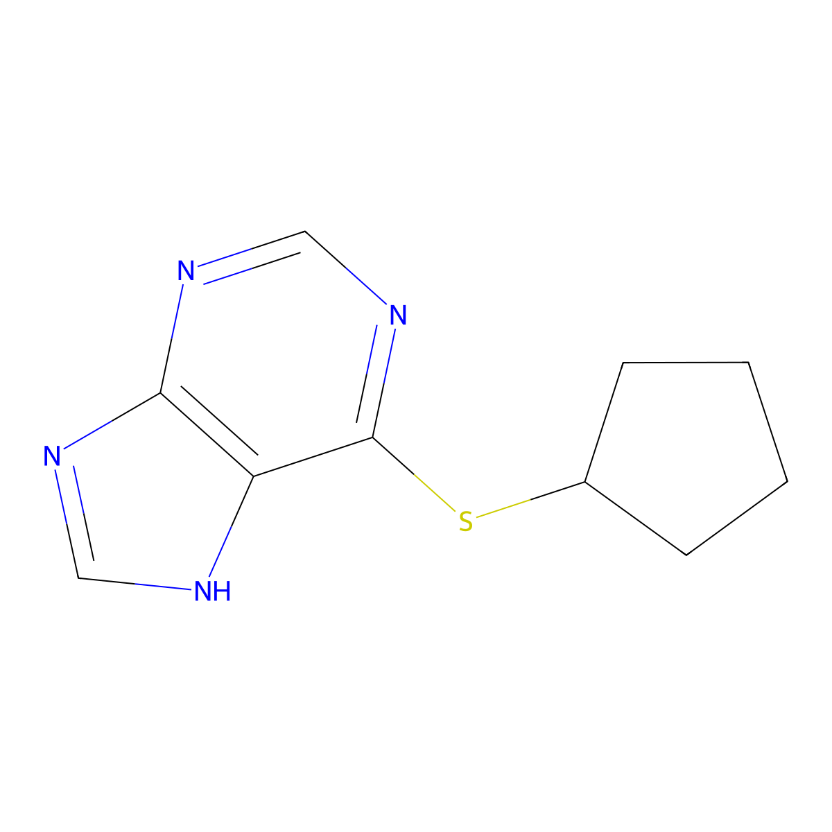 6-(Cyclopentylthio)-7H-purine molecular structure, CAS 6974-88-5