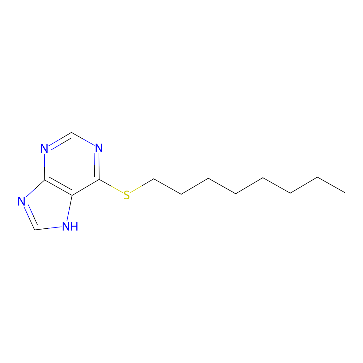 6-(Octylthio)purine molecular structure, CAS 6974-89-6