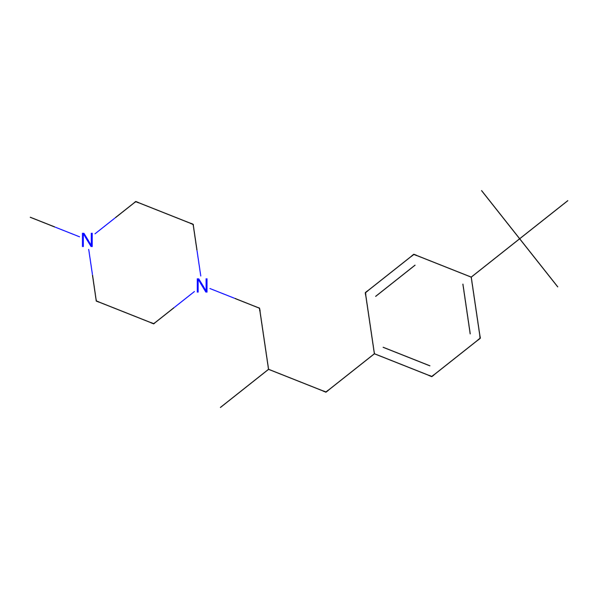 1-[3-(4-tert-Butylphenyl)-2-methylpropyl]-4-methylpiperazine molecular structure, CAS 69740-08-5