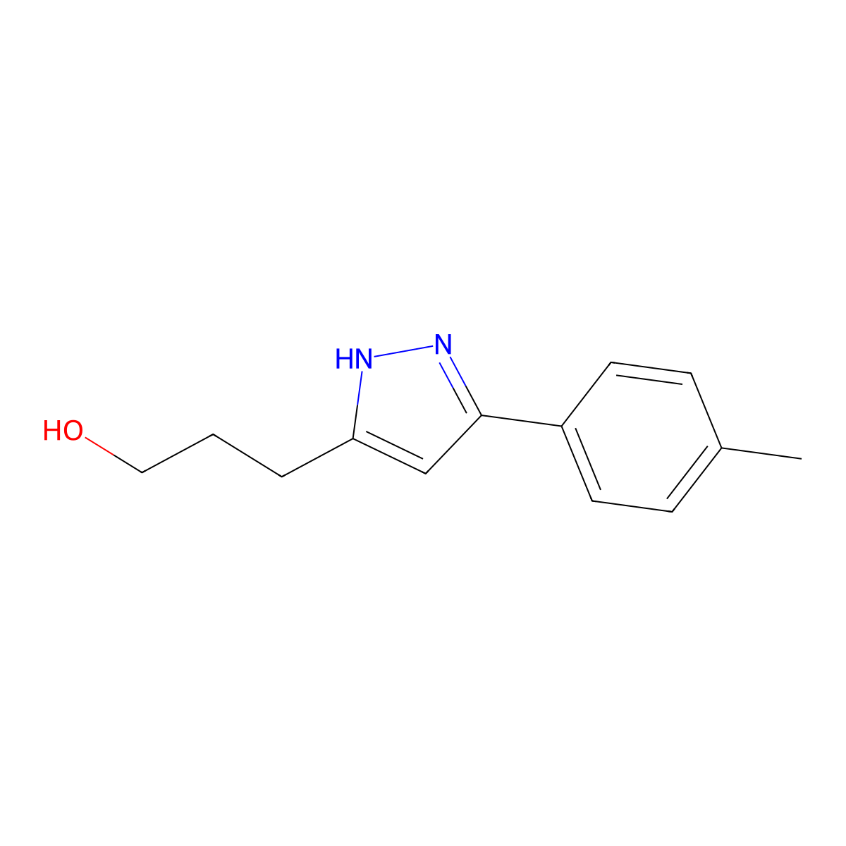 3-(3-(p-Tolyl)-1H-pyrazol-5-yl)propan-1-ol molecular structure, CAS 69745-22-8