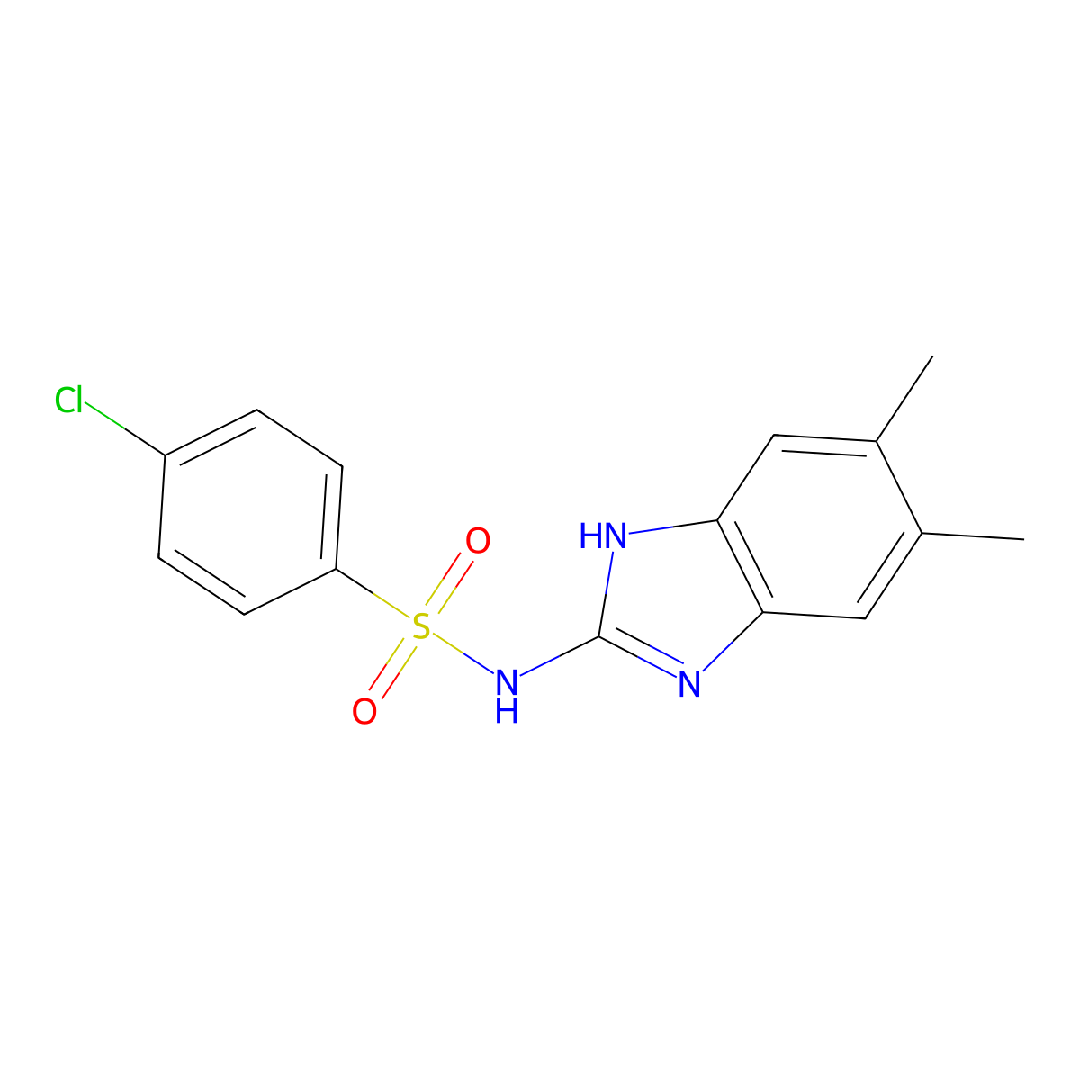 4-chloro-N-(5,6-dimethyl-1H-benzimidazol-2-yl)benzenesulfonamide molecular structure, CAS 69746-69-6