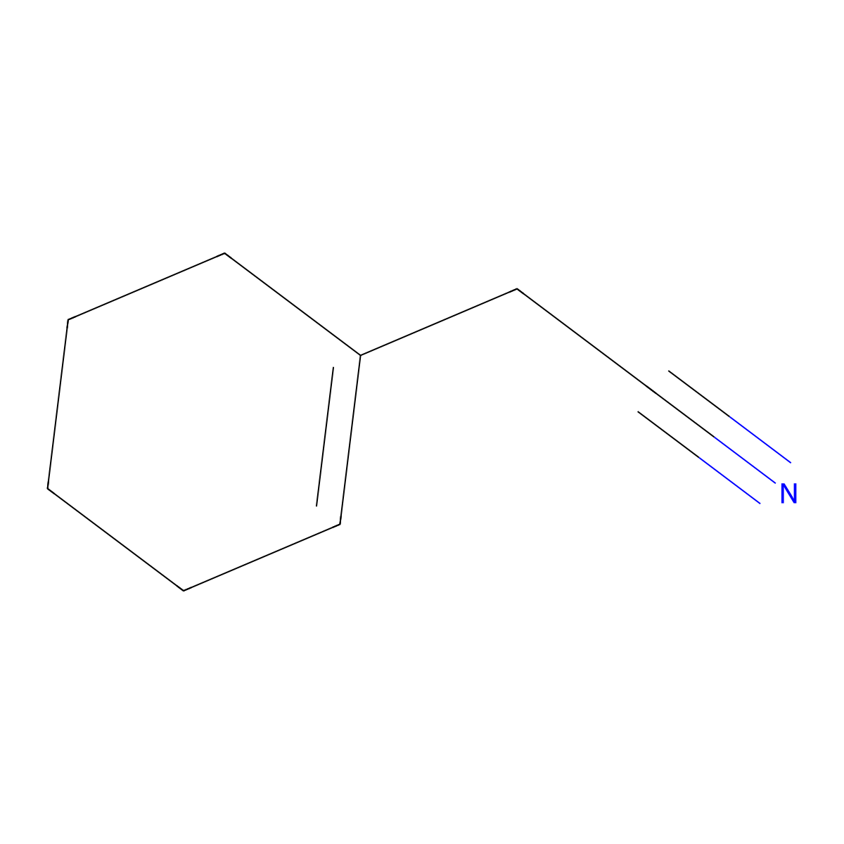 1-Cyclohexene-1-acetonitrile molecular structure, CAS 6975-71-9