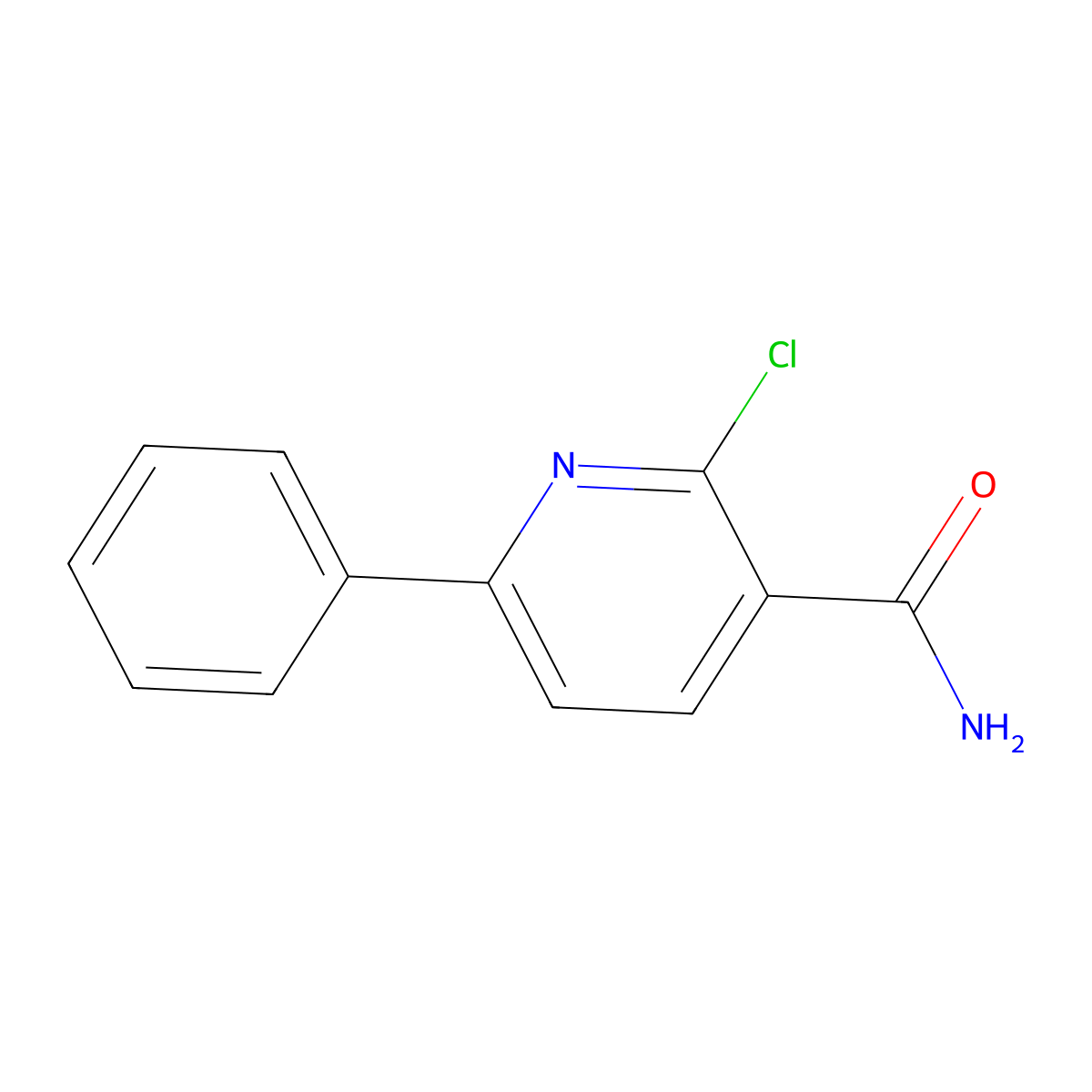 2-Chloro-6-phenyl-3-pyridinecarboxamide molecular structure, CAS 69750-00-1