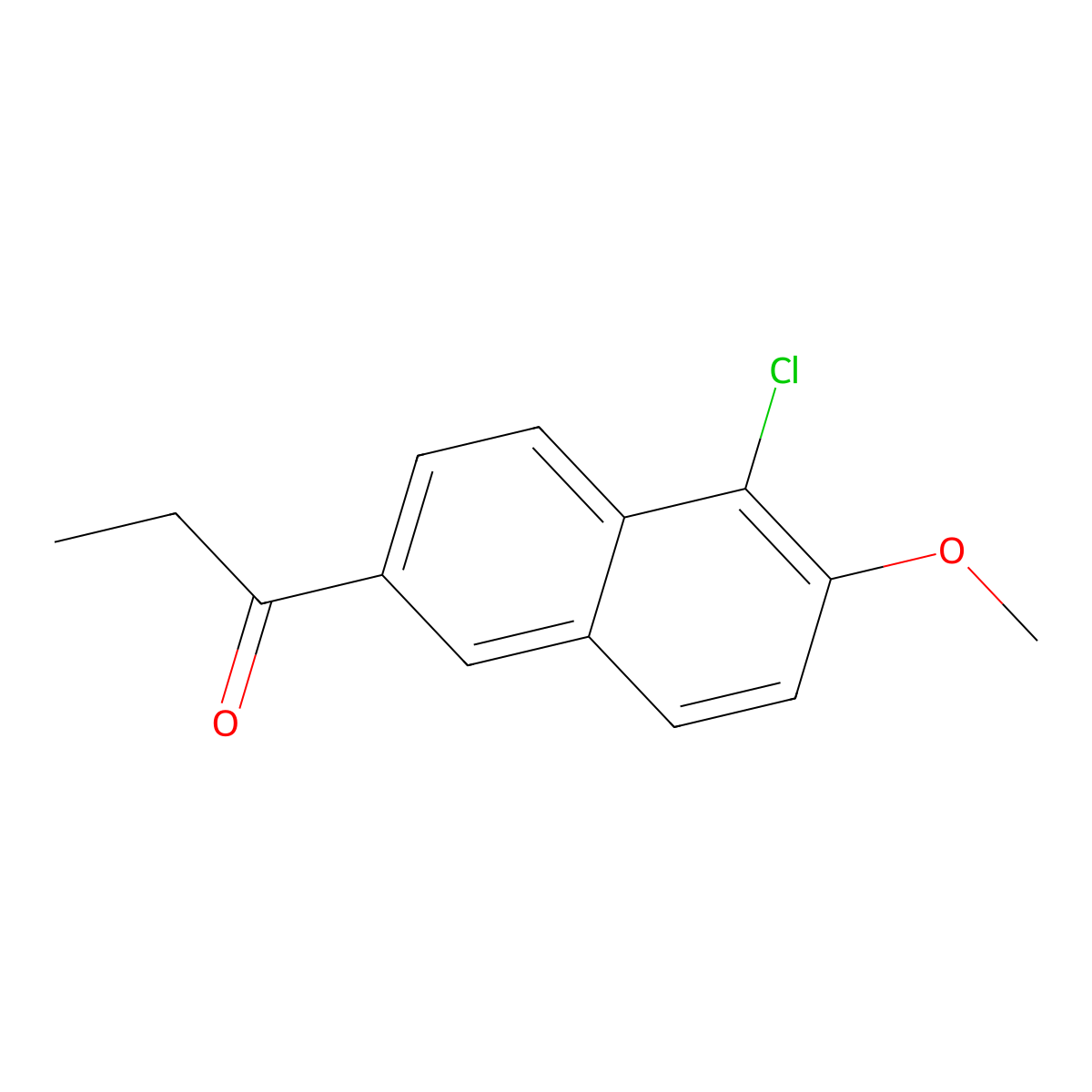 1-Propanone, 1-(5-chloro-6-methoxy-2-naphthalenyl)- molecular structure, CAS 69750-45-4