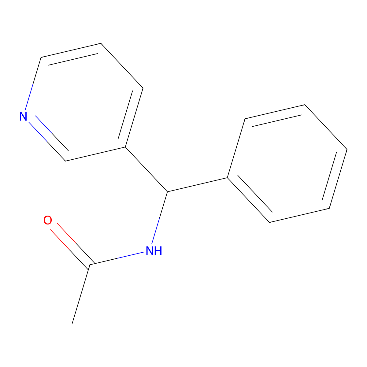 N-(Phenyl(pyridin-3-yl)methyl)acetamide molecular structure, CAS 69751-37-7