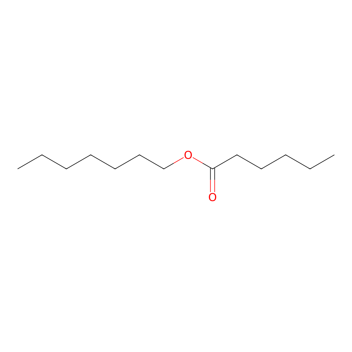 Heptyl hexanoate molecular structure, CAS 6976-72-3