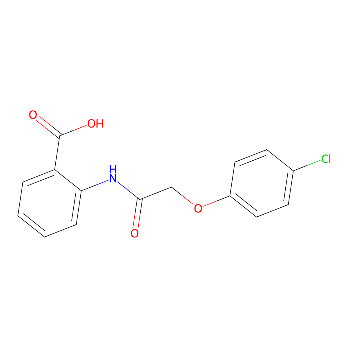 2-[2-(4-Chlorophenoxy)acetamido]benzoic acid molecular structure, CAS 69764-09-6
