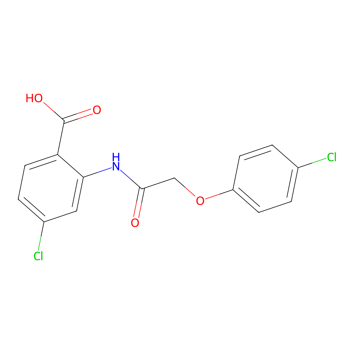 4-Chloro-2-{[(4-chlorophenoxy)acetyl]amino}benzoic acid molecular structure, CAS 69764-10-9