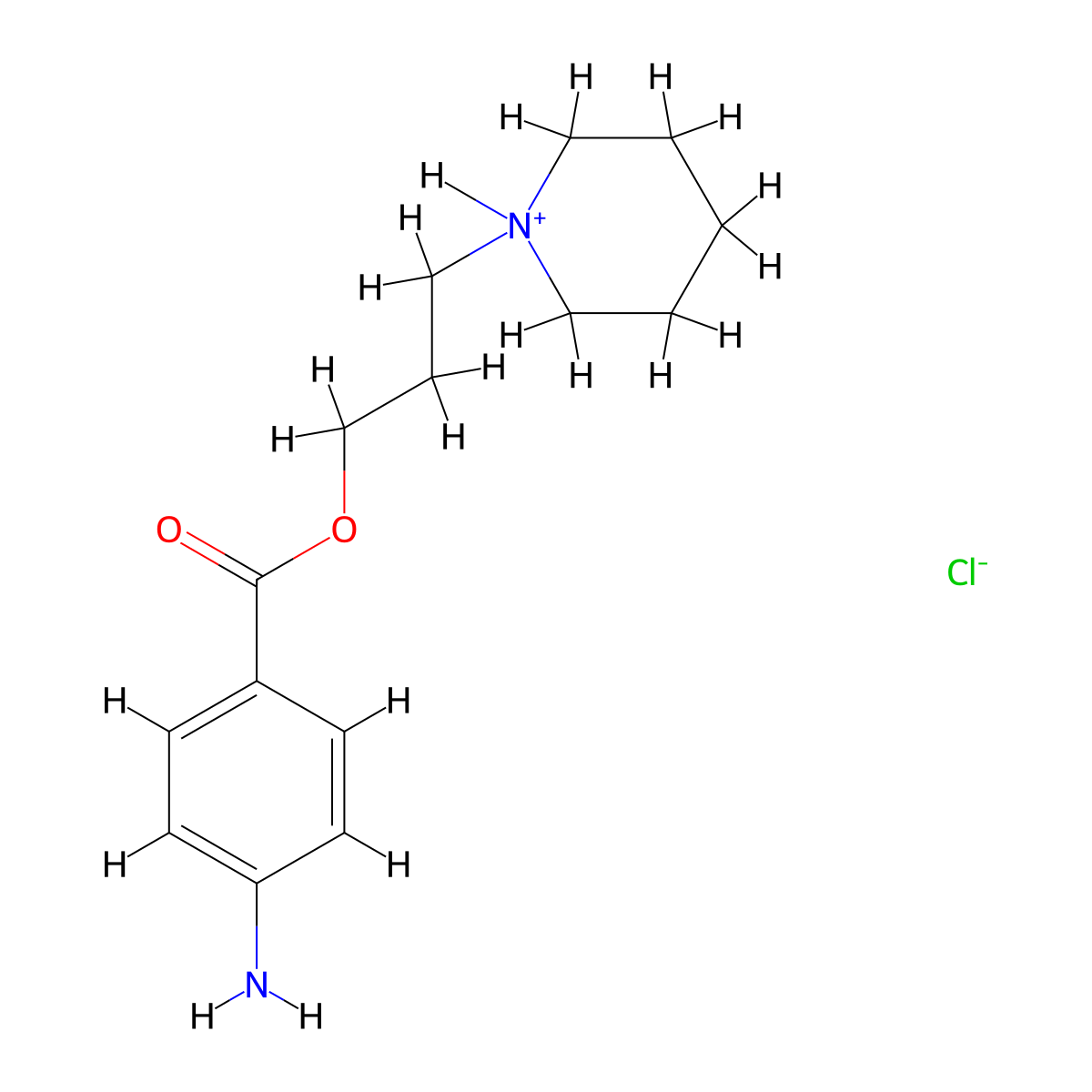 Benzoic acid, p-amino-, 3-piperidinopropyl ester, hydrochloride molecular structure, CAS 69766-15-0