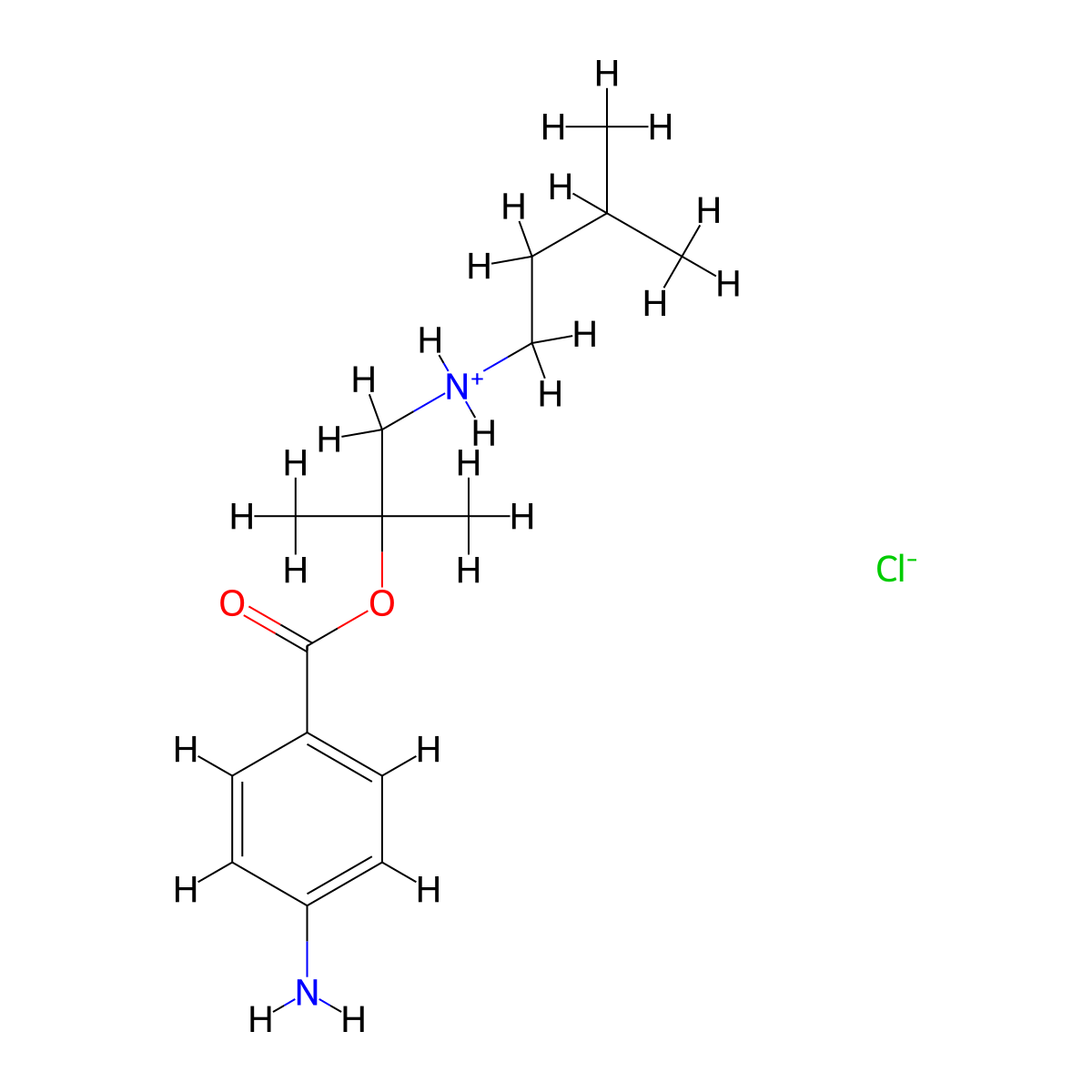 Benzoic acid, p-amino-, 1,1-dimethyl-2-(isopentylamino)ethyl ester, hydrochloride molecular structure, CAS 69766-23-0