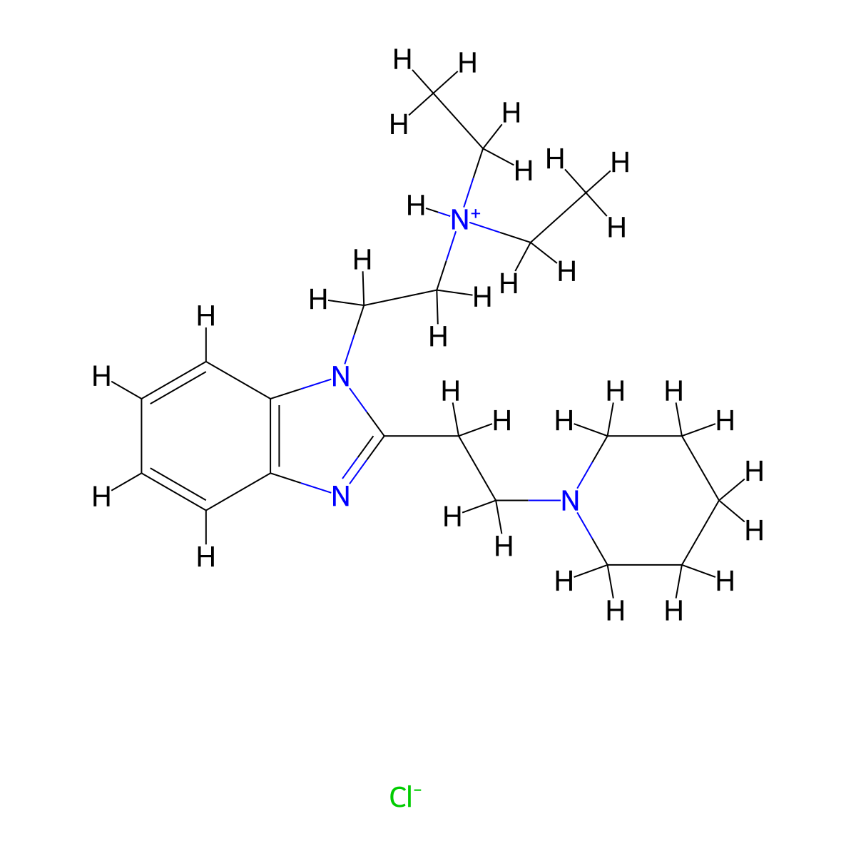 Benzimidazole, 1-(2-(diethylamino)ethyl)-2-(2-piperidinoethyl)-, hydrochloride molecular structure, CAS 69766-39-8