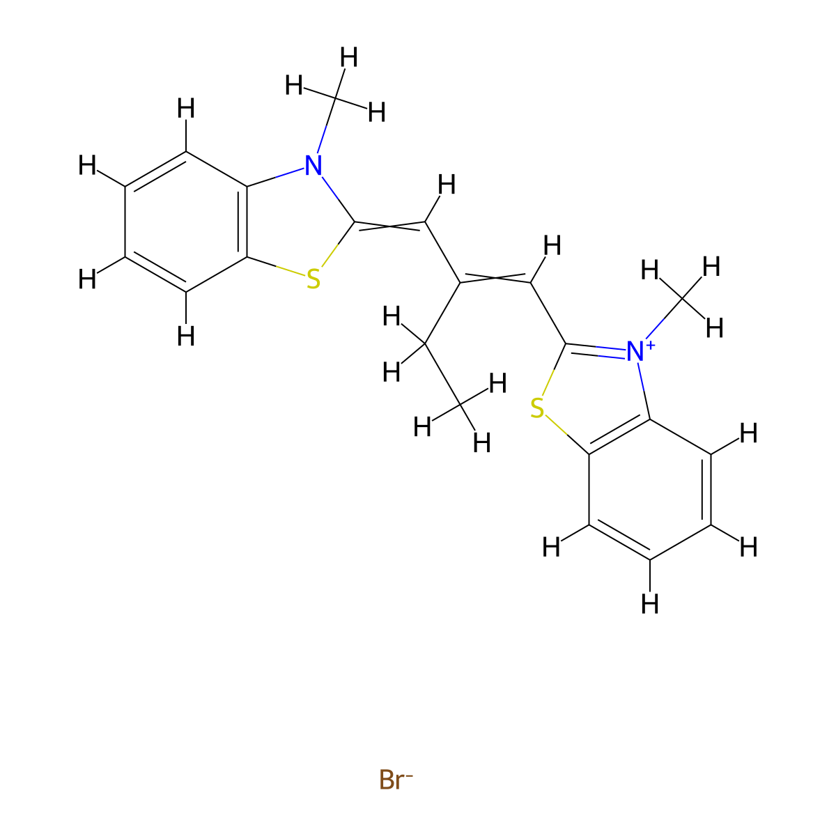 Benzothiazolium, 3-methyl-2-(2-((3-methyl-2(3H)-benzothiazolylidene)methyl)-1-buten-1-yl)-, bromide (1:1) molecular structure, CAS 69766-80-9