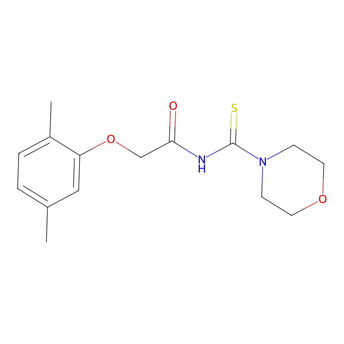 2-(2,5-dimethylphenoxy)-N-(morpholine-4-carbothioyl)acetamide molecular structure, CAS 6977-67-9