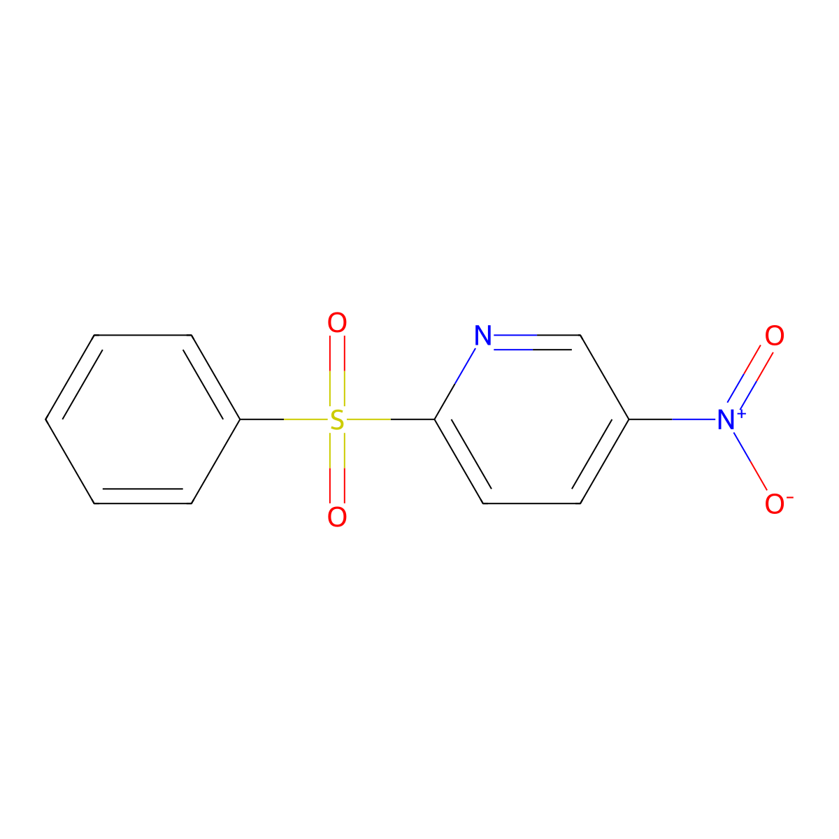 5-Nitro-2-(phenylsulfonyl)pyridine molecular structure, CAS 69770-61-2