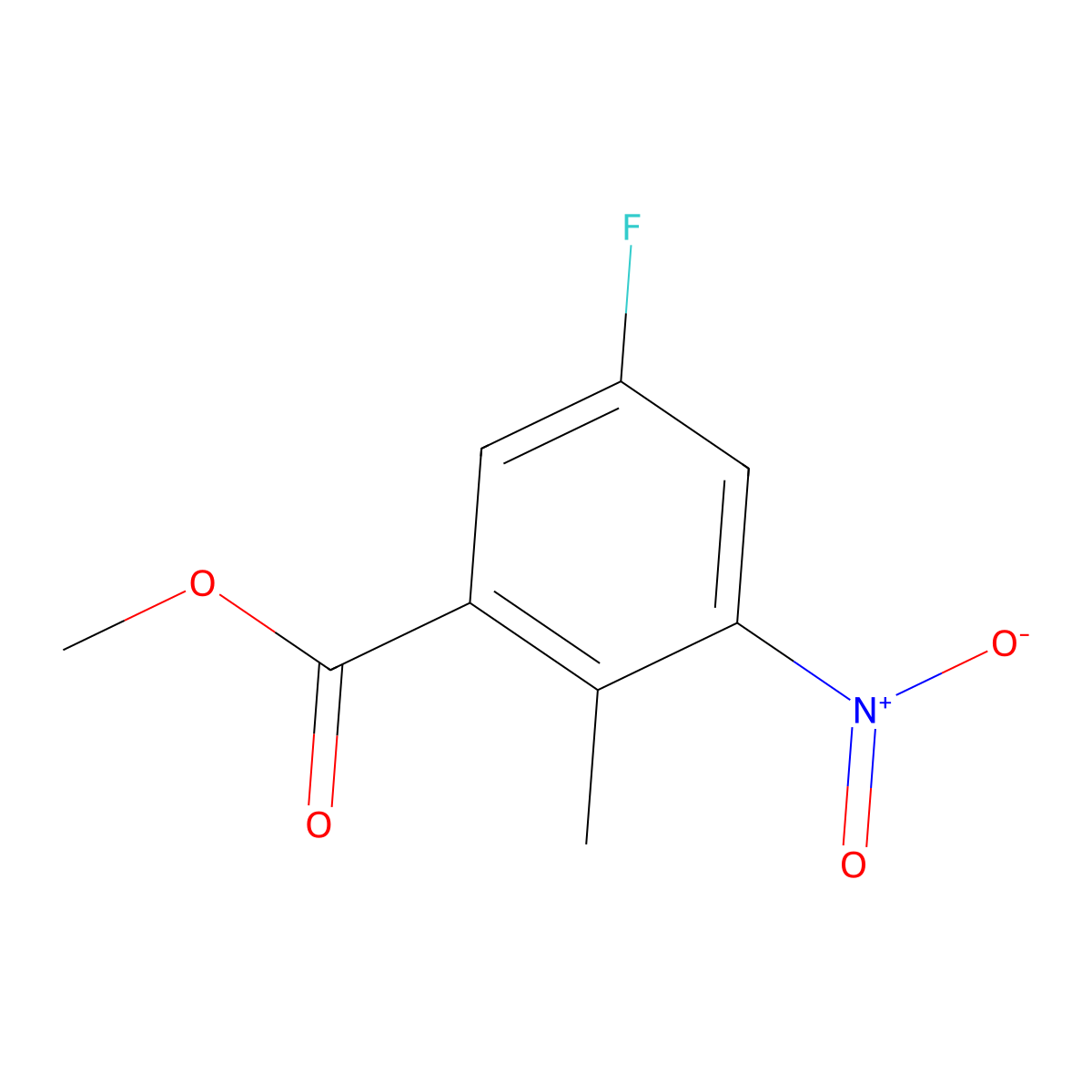 Methyl 5-fluoro-2-methyl-3-nitrobenzoate molecular structure, CAS 697739-03-0