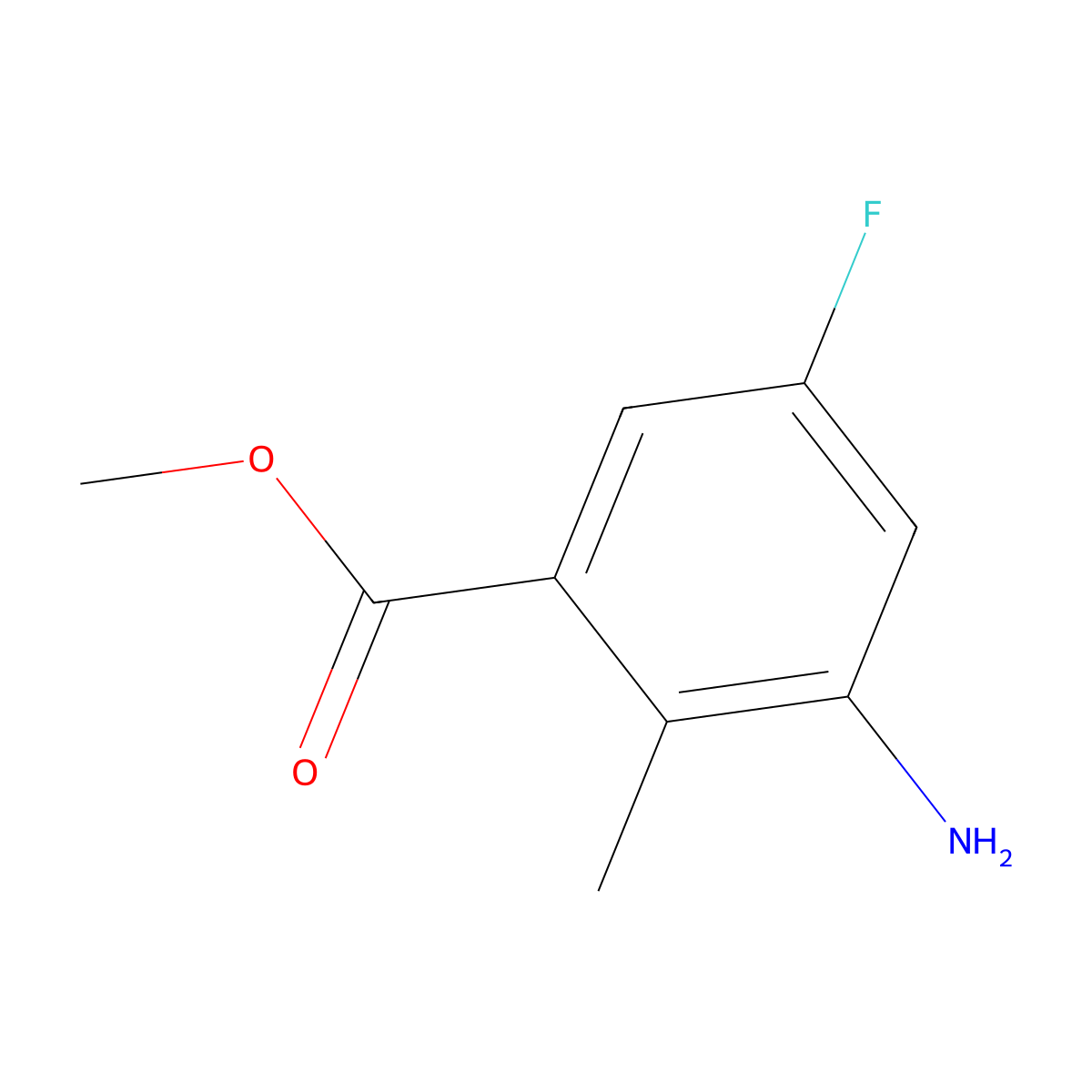 Methyl 3-amino-5-fluoro-2-methylbenzoate molecular structure, CAS 697739-04-1
