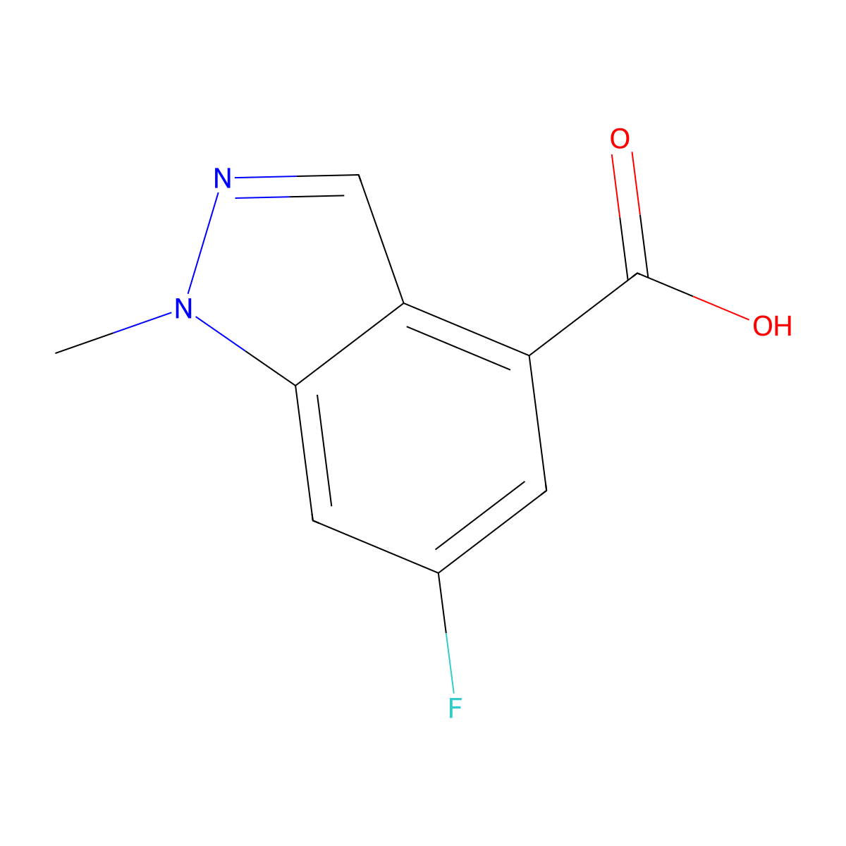 6-Fluoro-1-methyl-1H-indazole-4-carboxylic acid molecular structure, CAS 697739-07-4
