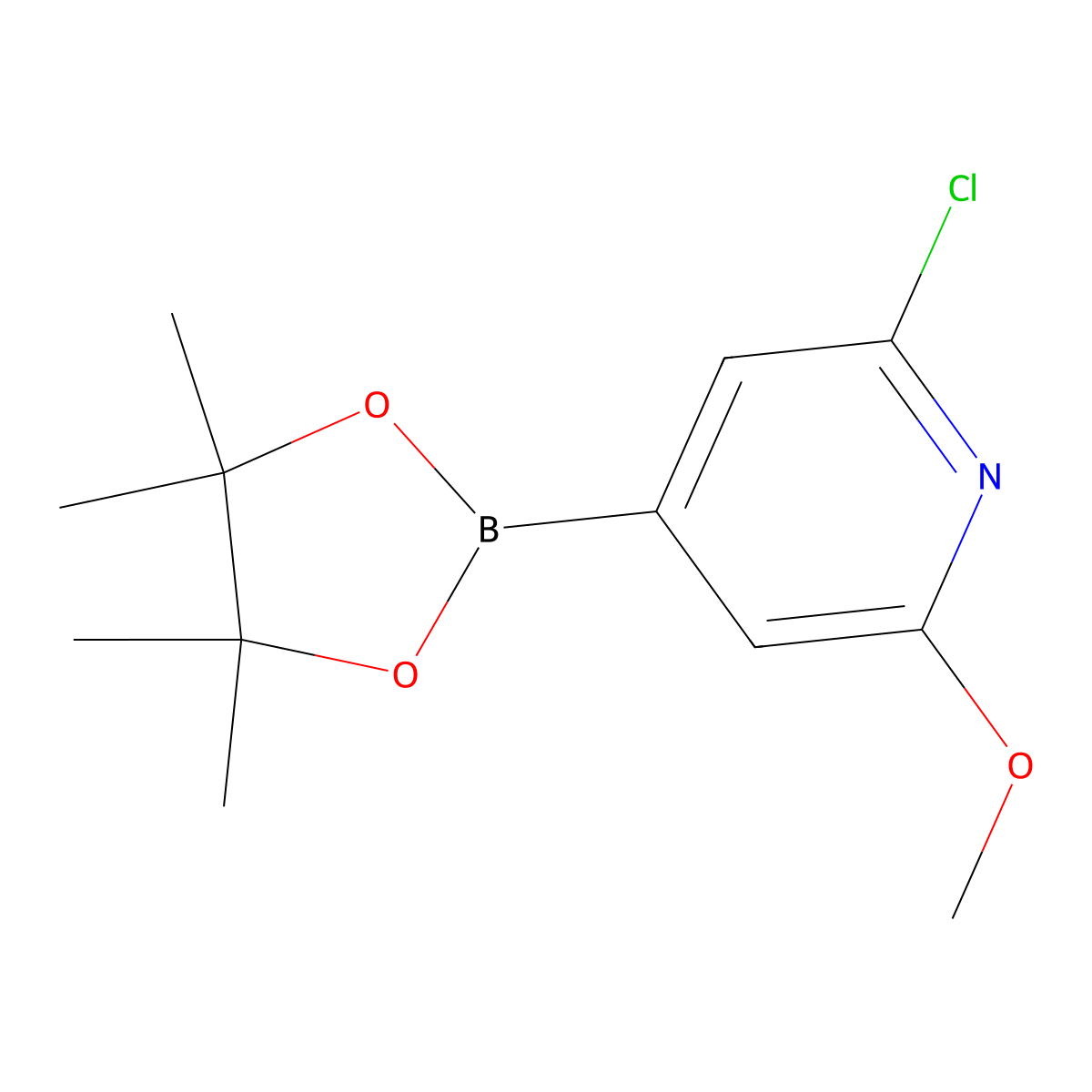 2-Chloro-6-methoxy-4-(4,4,5,5-tetramethyl-1,3,2-dioxaborolan-2-yl)pyridine molecular structure, CAS 697739-24-5