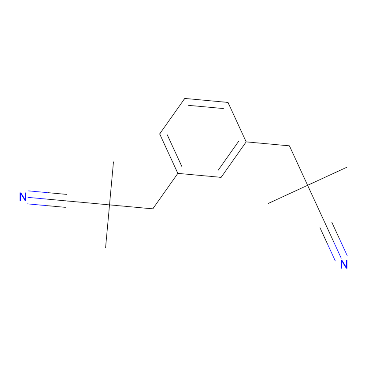 alpha,alpha,alpha',alpha'-Tetramethyl-1,3-benzenedipropionitrile molecular structure, CAS 69774-36-3