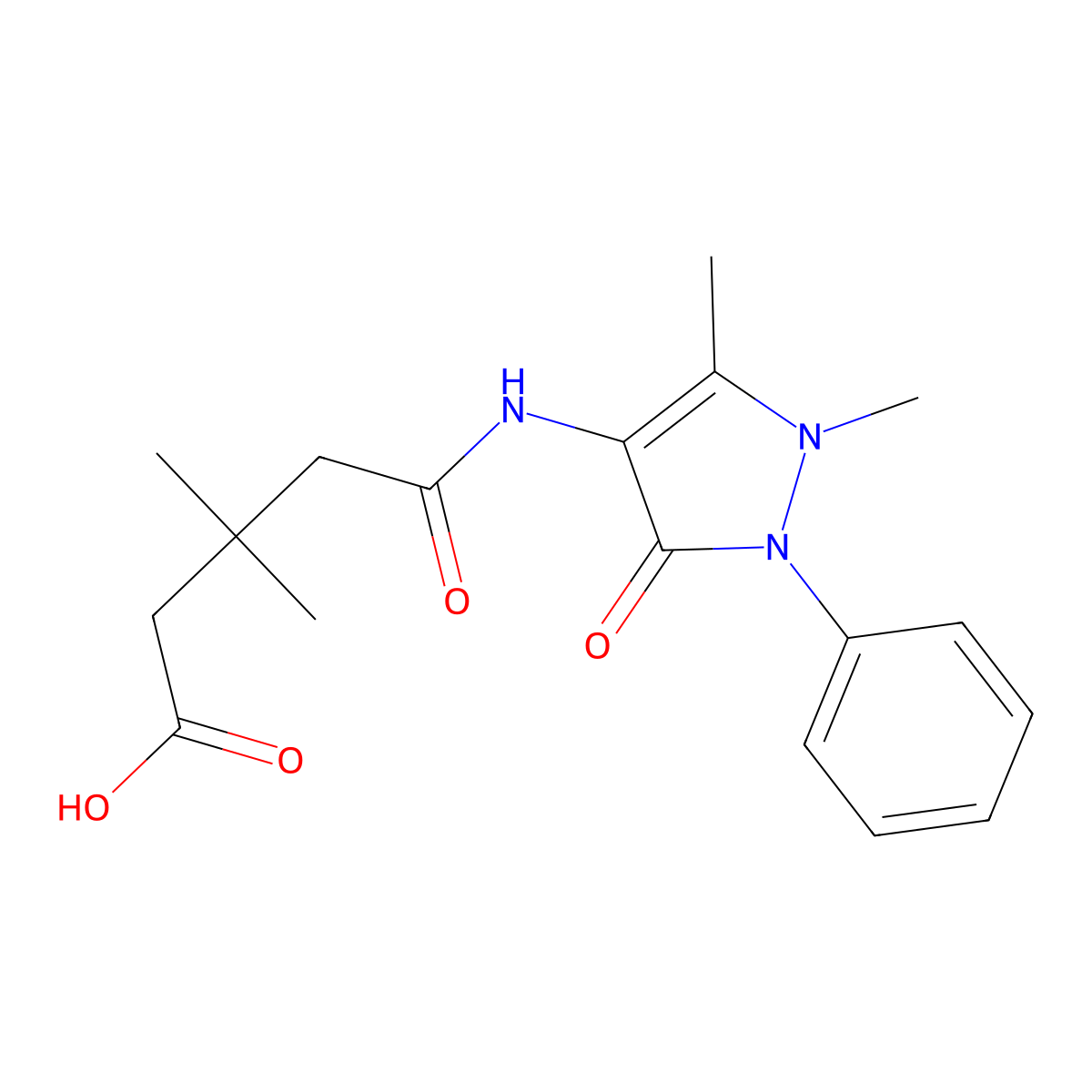 5-[(2,3-Dihydro-1,5-dimethyl-3-oxo-2-phenyl-1H-pyrazol-4-yl)amino]-3,3-dimethyl-5-oxopentanoic acid molecular structure, CAS 697741-81-4