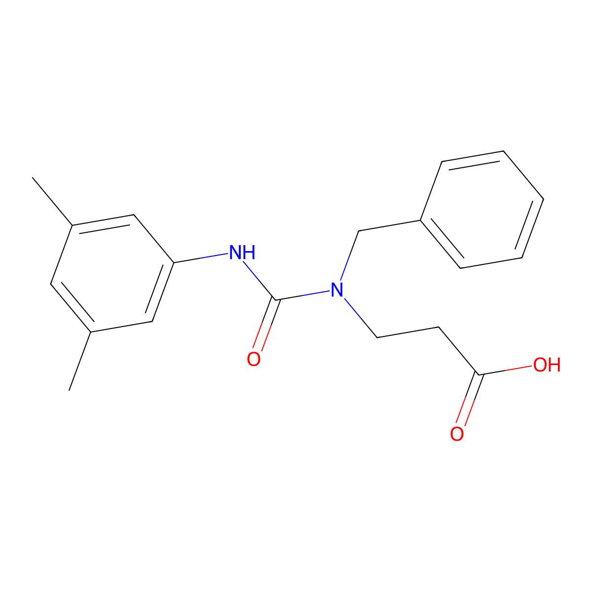 3-(1-Benzyl-3-(3,5-dimethylphenyl)ureido)propanoic acid molecular structure, CAS 697742-66-8