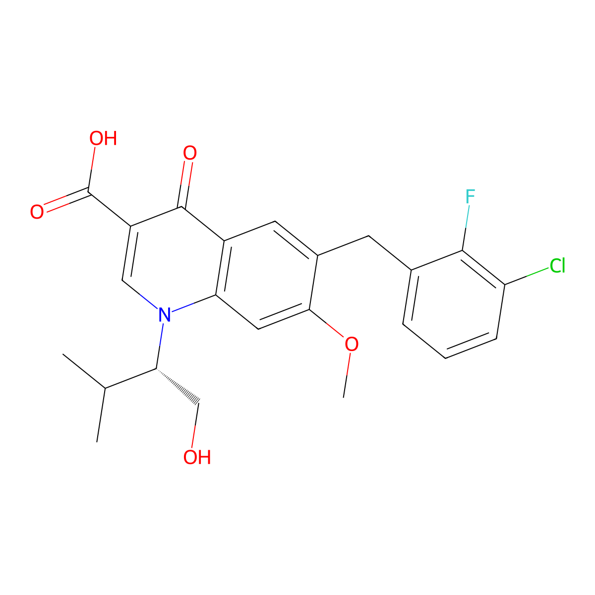 Elvitegravir molecular structure, CAS 697761-98-1
