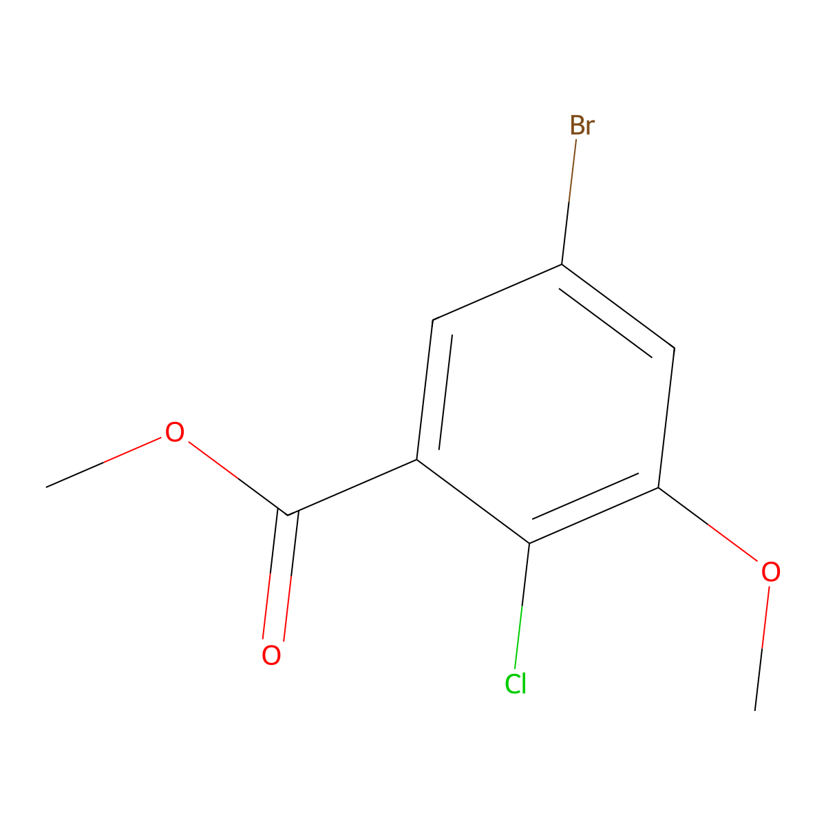 Methyl 5-bromo-2-chloro-3-methoxybenzoate molecular structure, CAS 697762-67-7