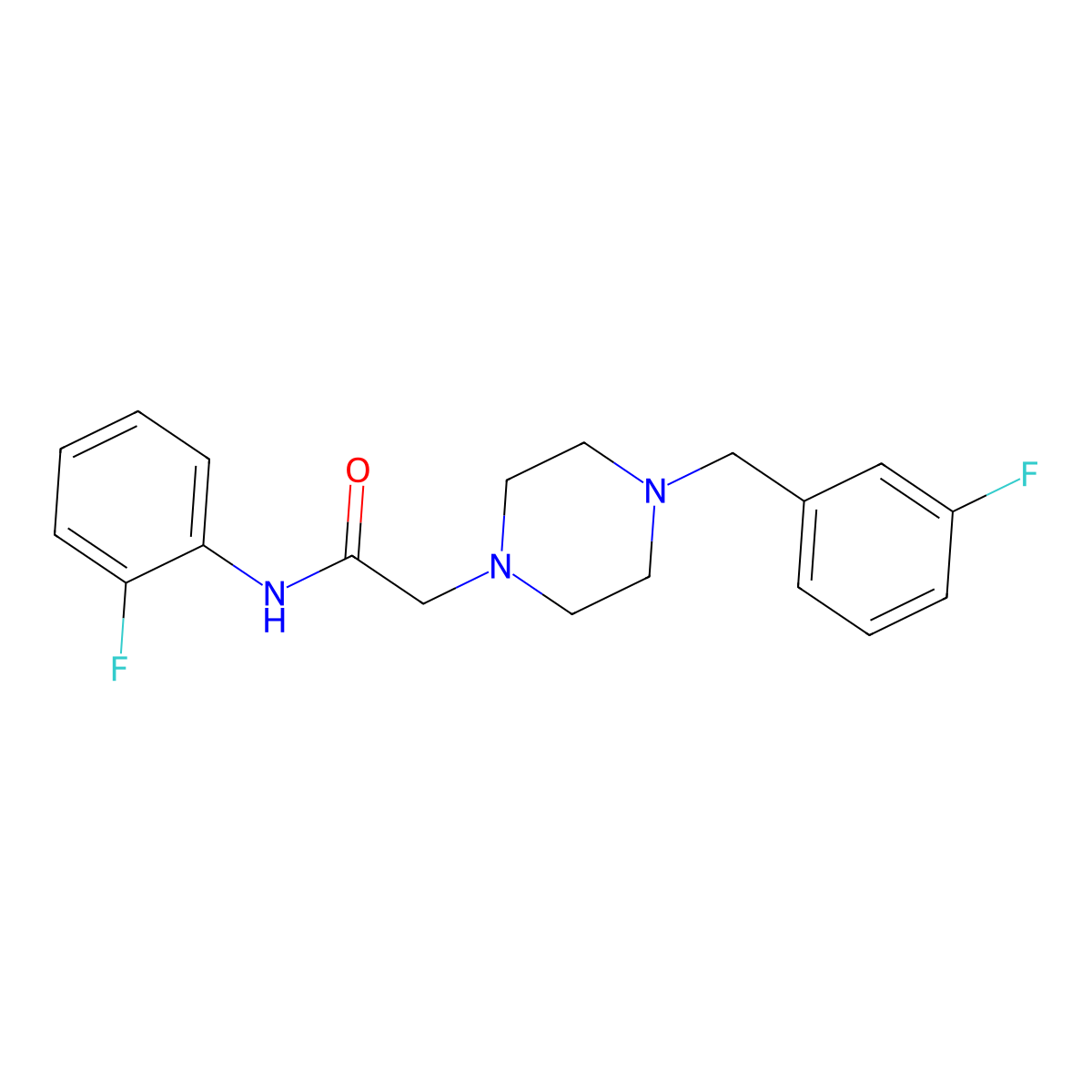 N-(2-fluorophenyl)-2-[4-[(3-fluorophenyl)methyl]piperazin-1-yl]acetamide molecular structure, CAS 697769-09-8